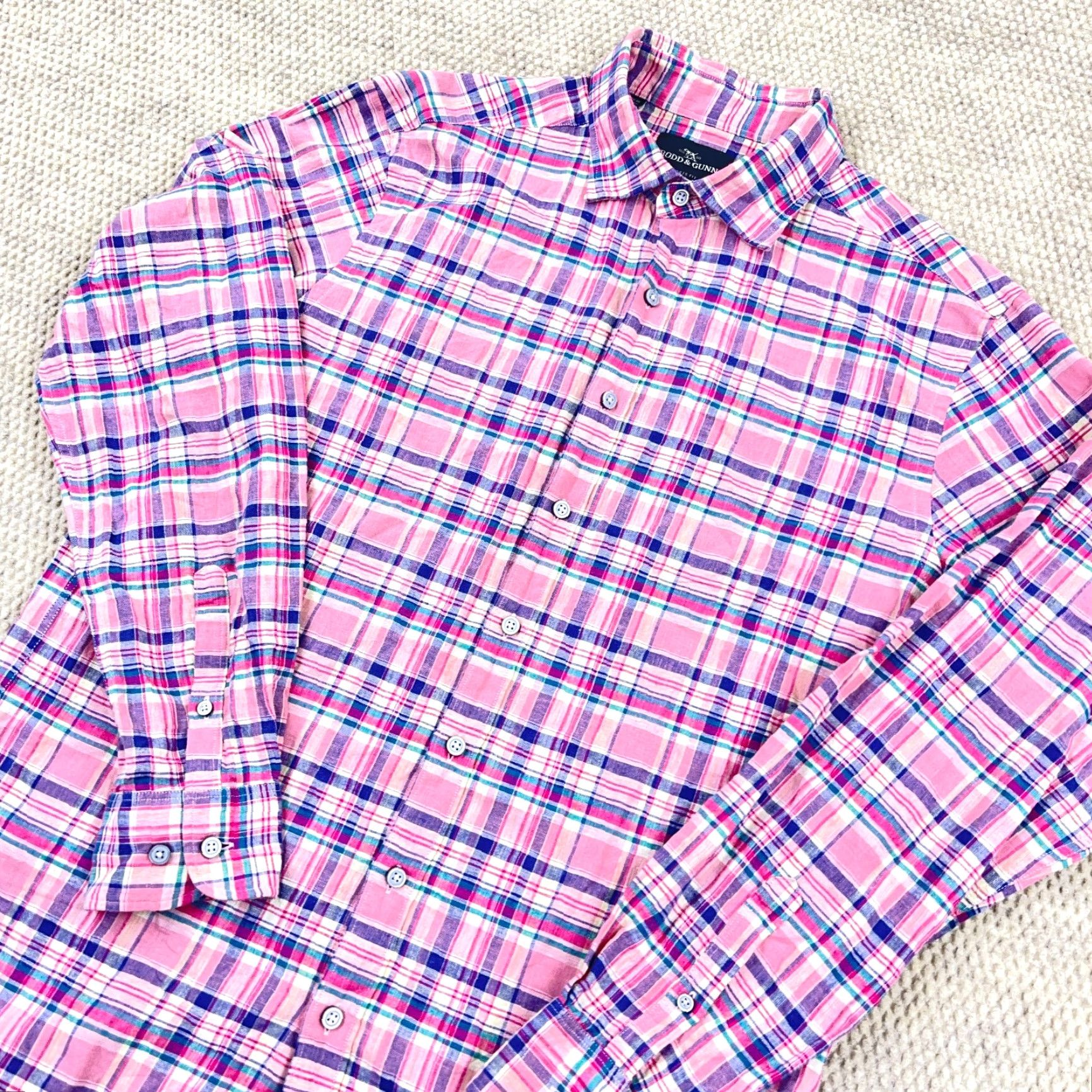 Rodd & Gunn VINTAGE Rodd & Gunn Shirt Men Medium Pink Plaid Button-Up Cotton Linen Blend Casual Size US M / EU 48-50 / 2 - 3 Thumbnail