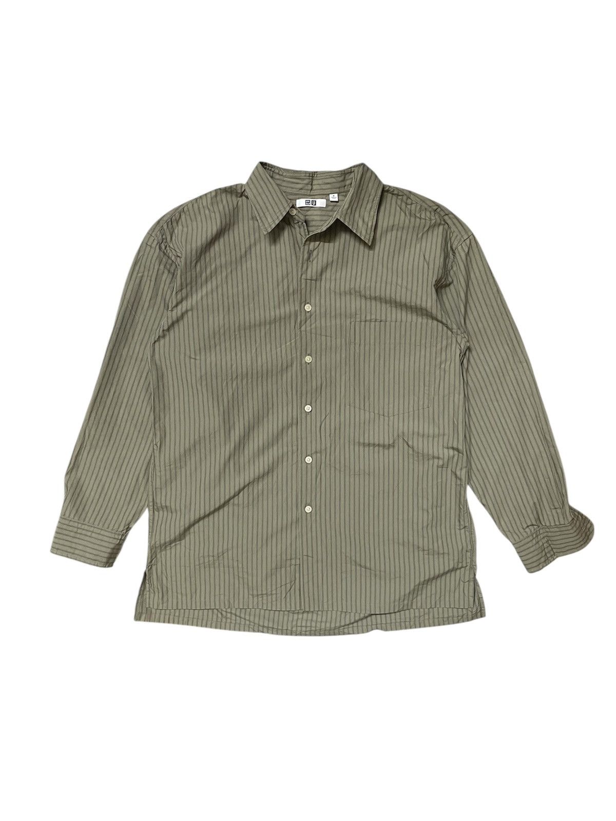 Uniqlo uniqlo green striped shirt relax fit Size US M / EU 48-50 / 2 - 1 Thumbnail