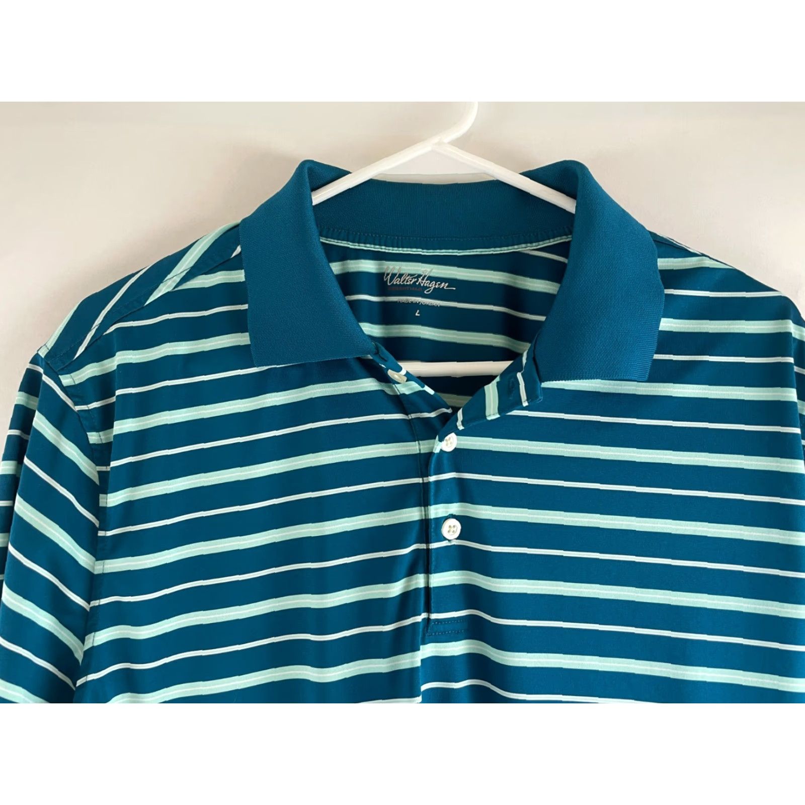 Vintage Walter Hagen Polo Shirt Men L Turquoise Teal Golf Striped Short Slv Polo Size US L / EU 52-54 / 3 - 3 Thumbnail