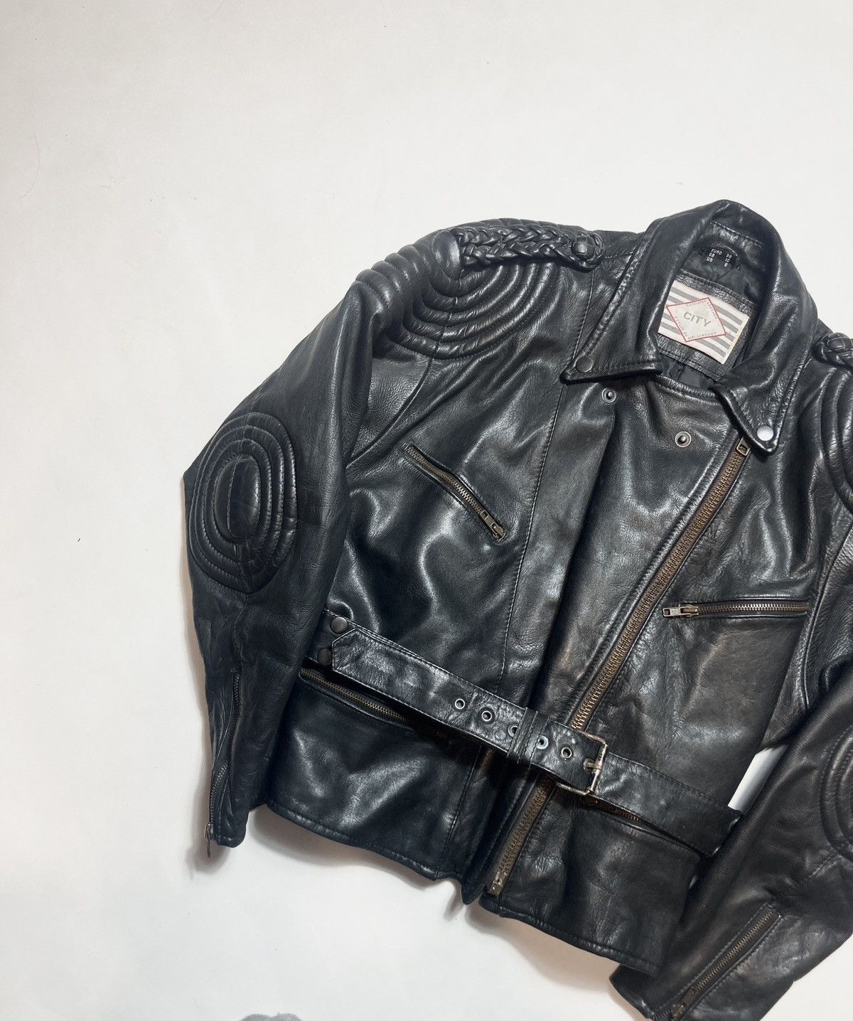 Genuine Leather 90s Vintage City leather biker jacket Size US S / EU 44-46 / 1 - 2 Thumbnail