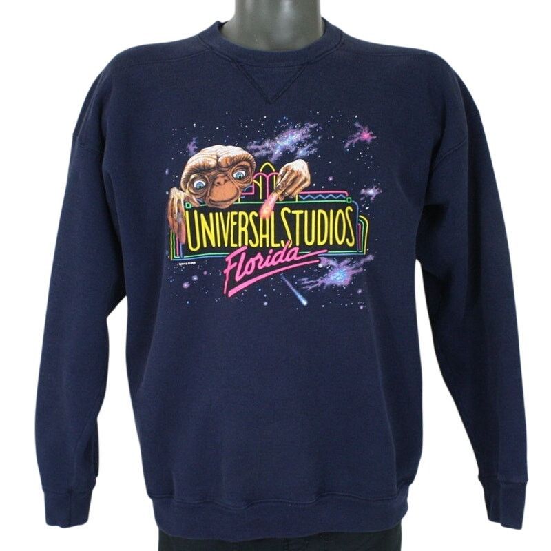 Tultex × Vintage Vintage Tultex Universal Studios E.T. Navy Blue Crewneck Size US L / EU 52-54 / 3 - 1 Thumbnail