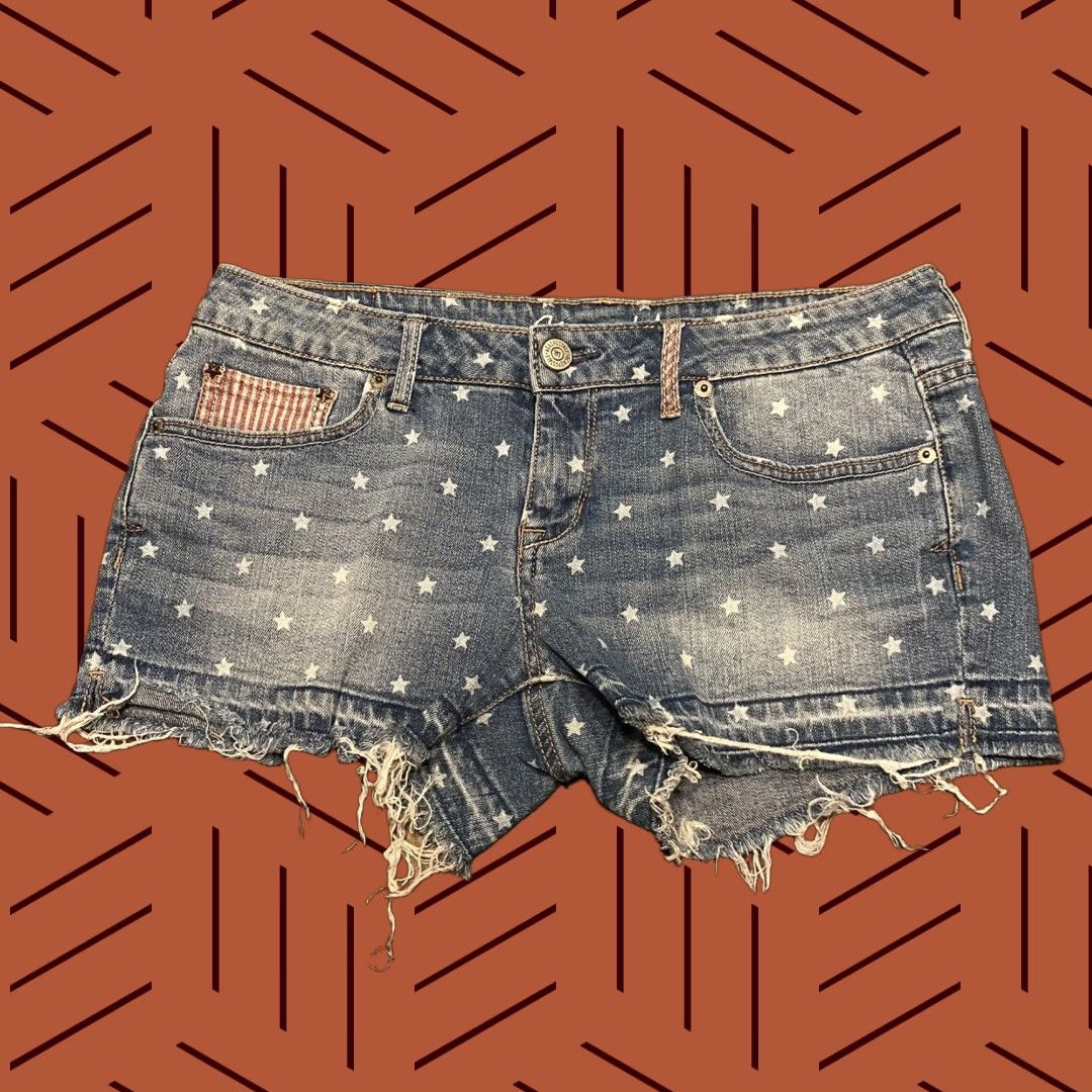 Vintage AÉROPOSTALE HIGH WAISTED SHORTY Jeans Shorts Womens 6 Denim Stars USA Patch Short Size 28" / US 6 / IT 42 - 1 Thumbnail