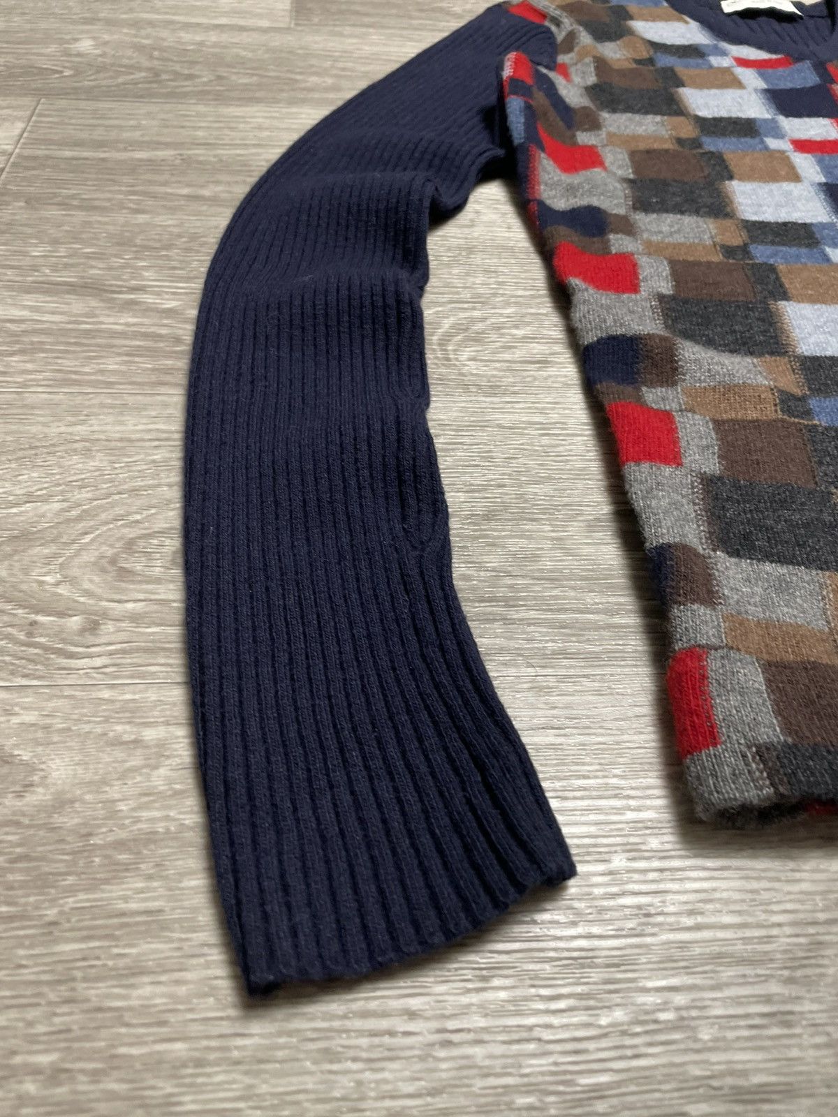Dolce & Gabbana Dolce Gabbana Multicolored Checkered Pattern V-Neck Sweater Size L / US 10 / IT 46 - 9 Thumbnail