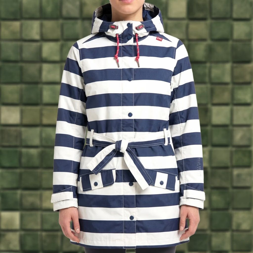 Helly Hansen HELly Hansen Belted Hooded Raincoat Jacket Women S White, Blue Waterproof, All Seasons, Regular Size S / US 4 / IT 40 - 1 Thumbnail