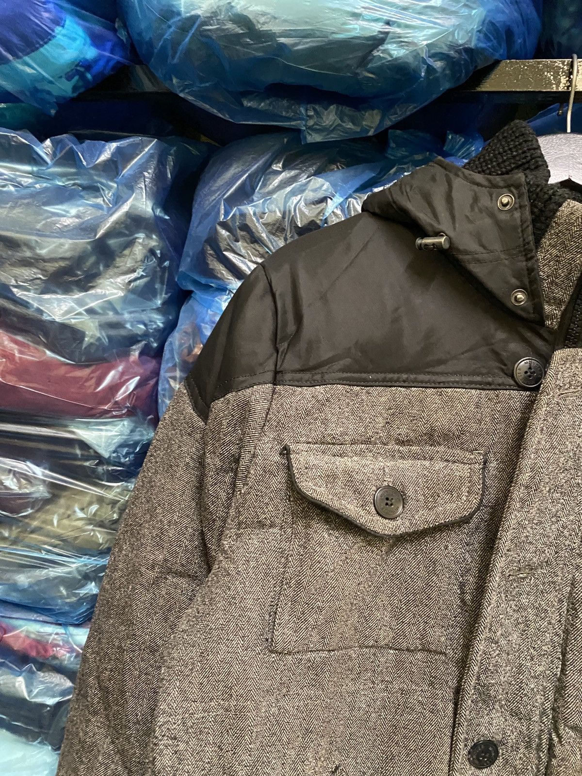 Moncler Vintage Moncler Down Jacket Herringbone Grey Black Hooded Size US XL / EU 56 / 4 - 9 Thumbnail