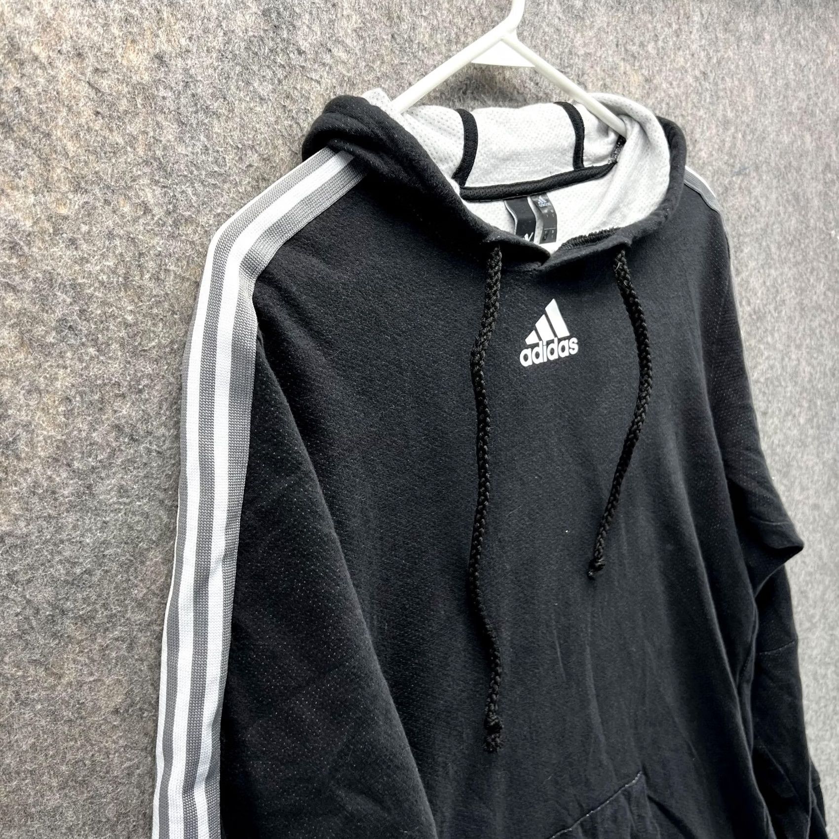Adidas Adidas Sweater Men Small Trefoil Black Gray Hooded Melange Sweatshirt Drawstring Size US S / EU 44-46 / 1 - 3 Thumbnail