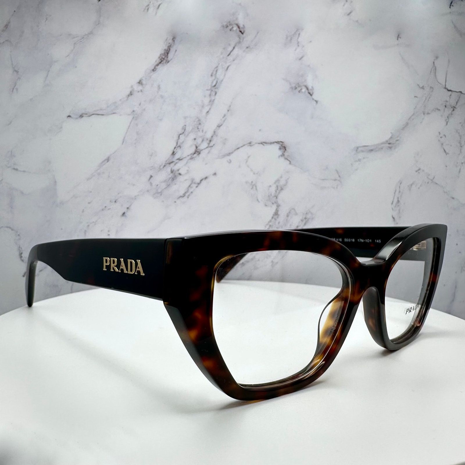 New Prada Eyeglasses Women Brown Acetate Cat Eye Tortoise