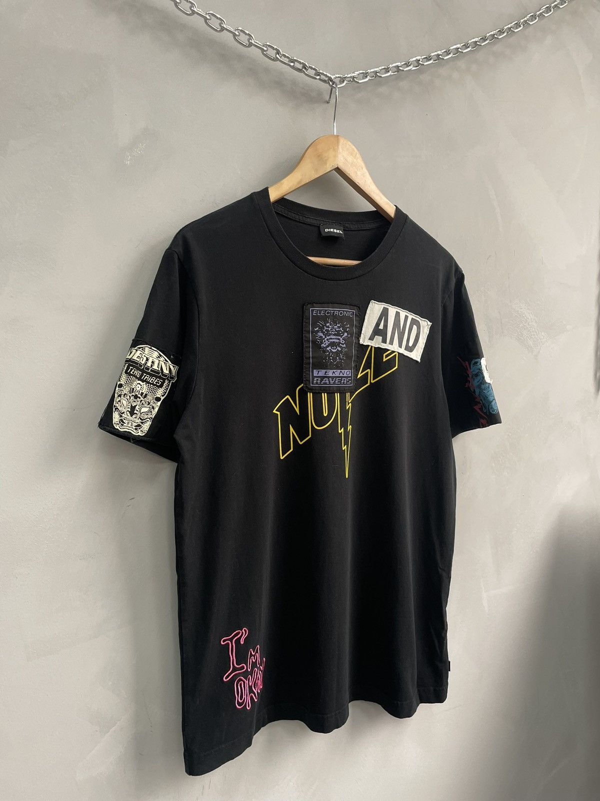 Designer × Diesel Vintage diesel patchwork rare t shirt y2k Size US M / EU 48-50 / 2 - 2 Thumbnail