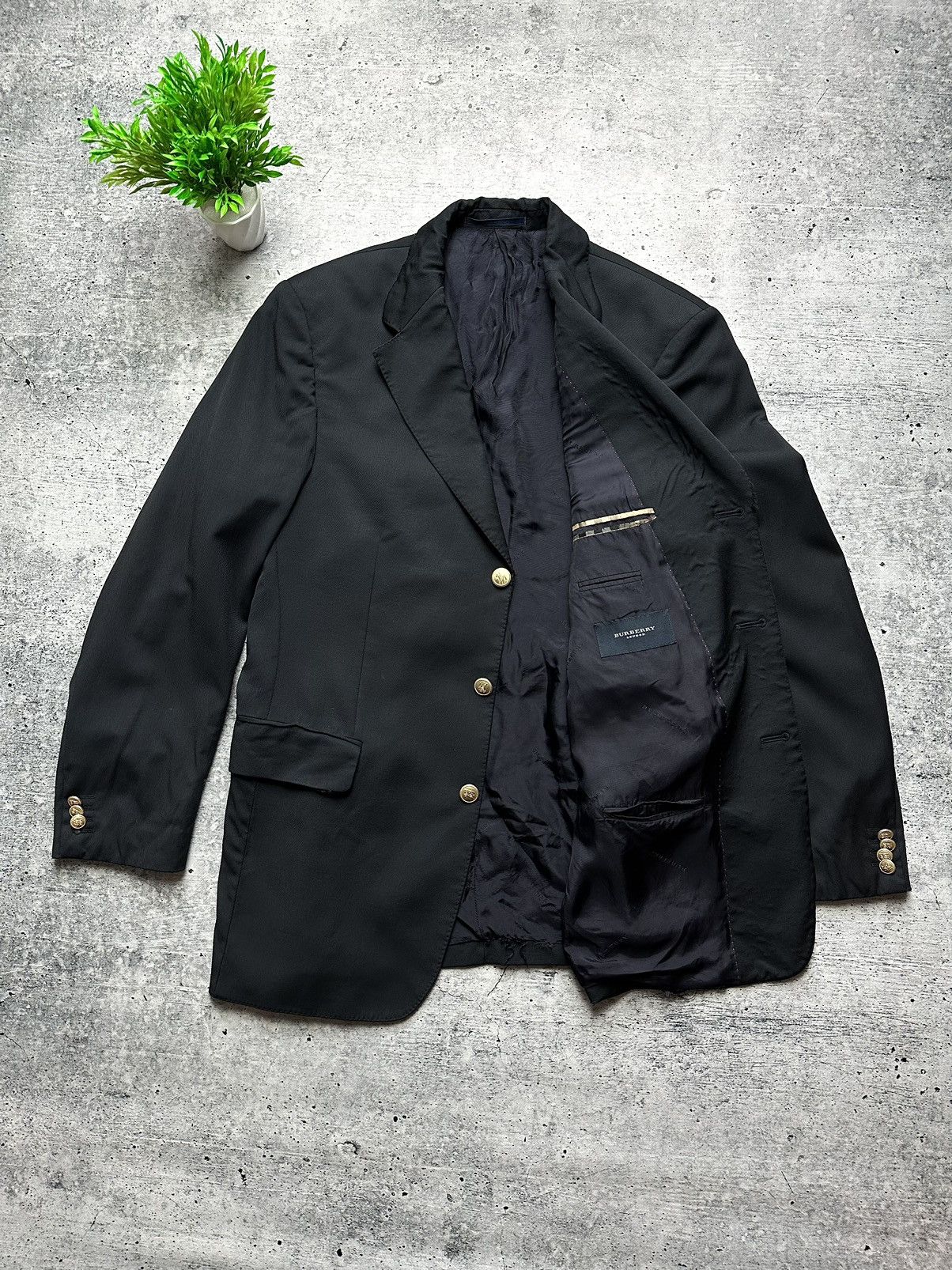 Burberry Vintage 90s Burberry London K-Knopf Wool Blazer Size 50S - 1 Thumbnail