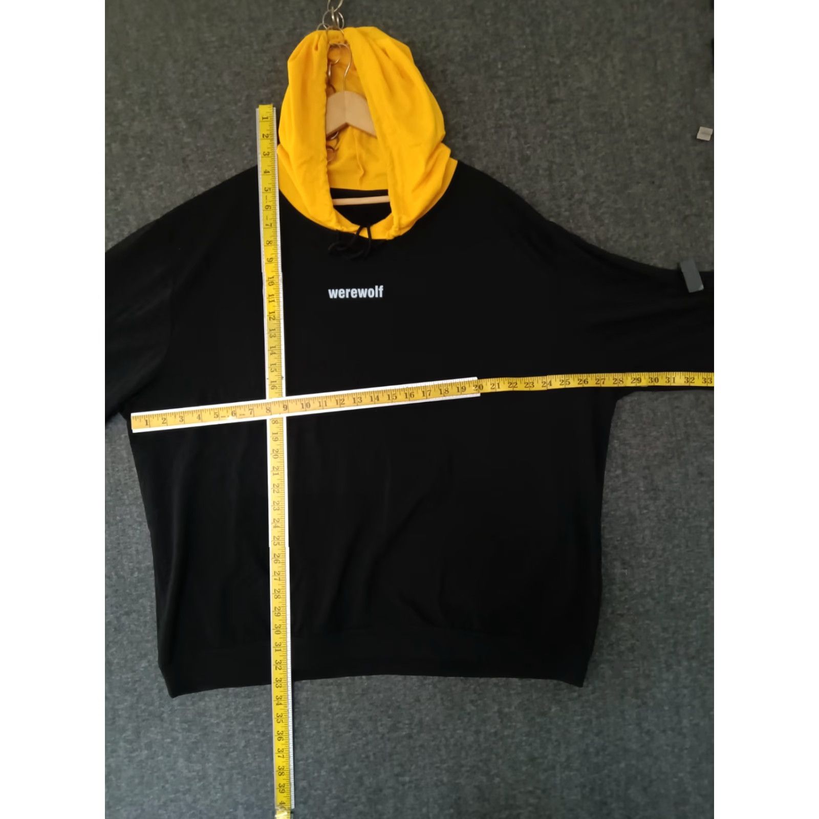 Shein SheIn EZwear Hoodie XL Werewolf Embroidered Pocketed Striped Drawstring Black Men Pullover Long Sleeve Size ONE SIZE - 5 Thumbnail