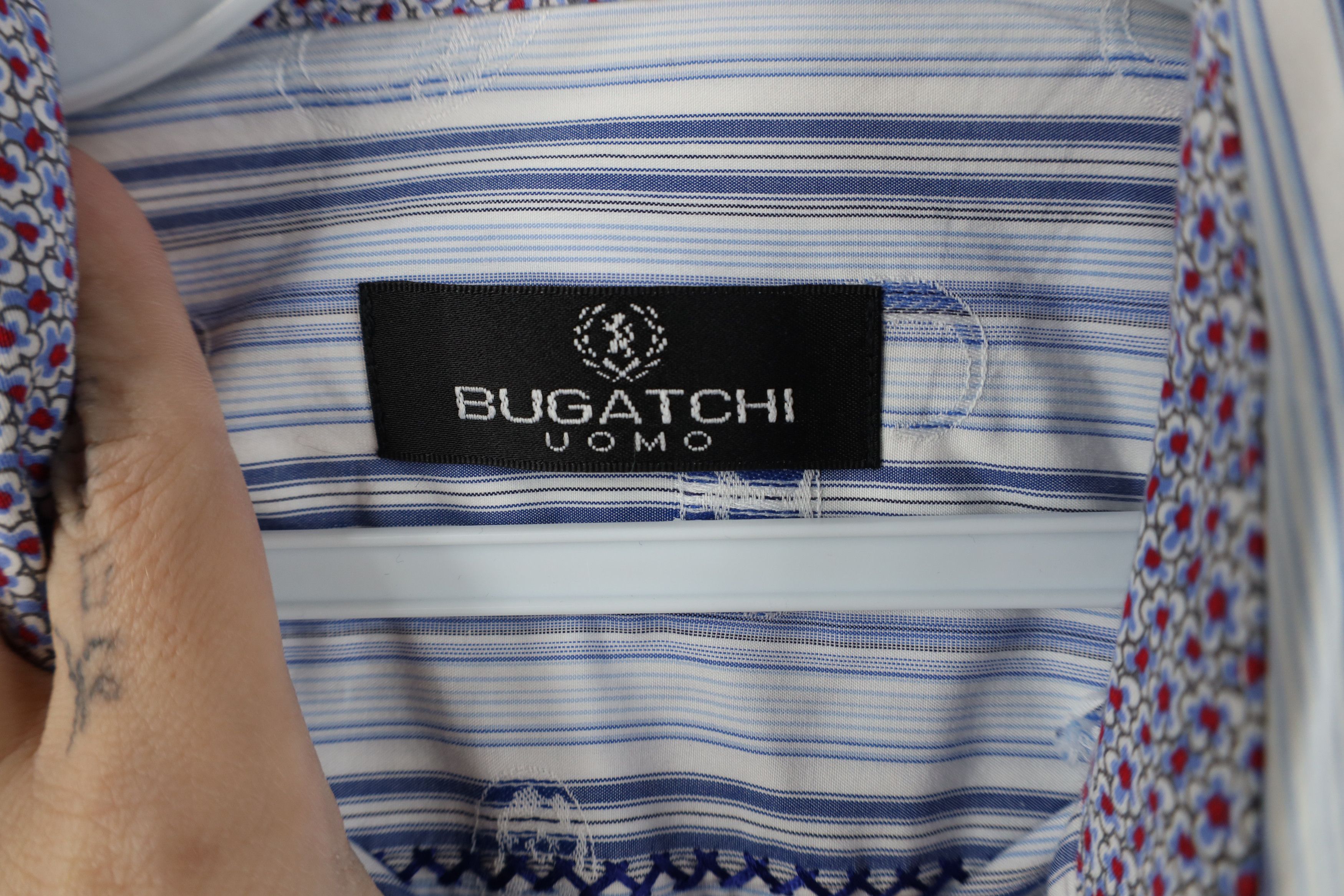 Vintage Bugatchi Uomo Striped Collared Button Down Shirt Cotton Size US M / EU 48-50 / 2 - 10 Thumbnail