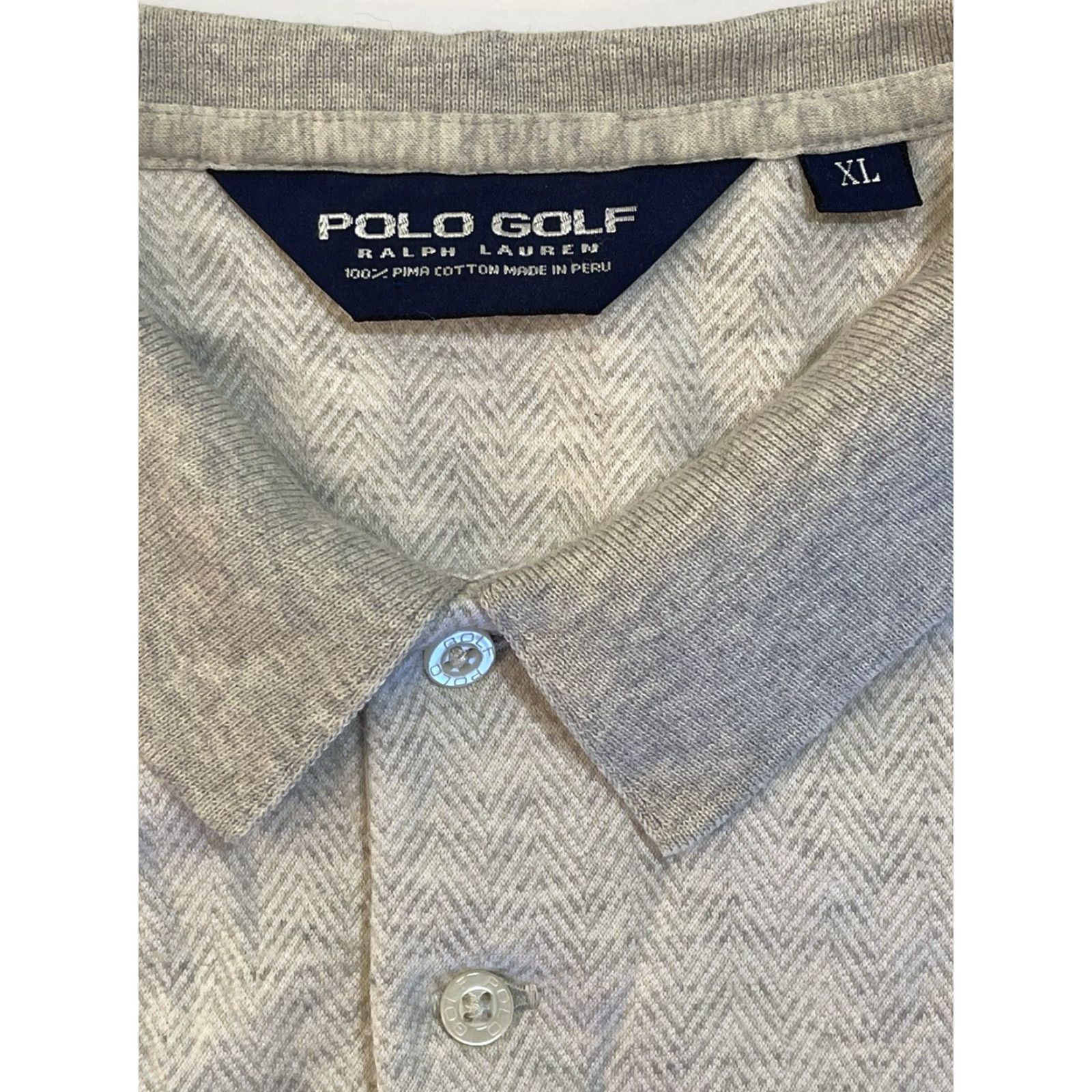 Vintage VINTAGE Polo Golf Mens Short Sleeve Shirt Herringbone Light Gray XL Polo Golf Shirt Short Sleeve Mens XL Gray Button-Up Collar Down Logo Knit Cotton Size US XL / EU 56 / 4 - 3 Thumbnail