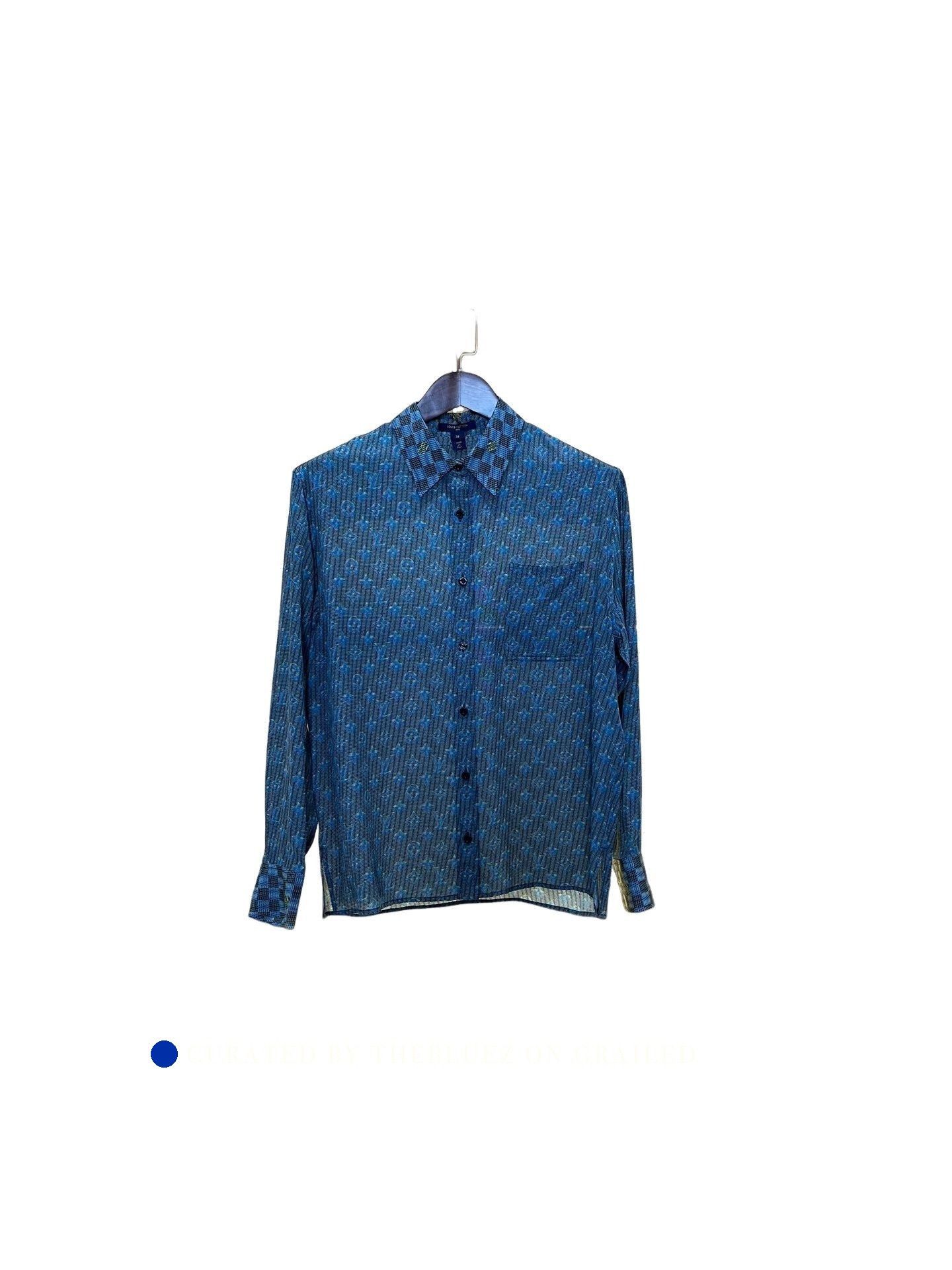 Louis Vuitton Monogram Silk Shirt in Blue Size US S / EU 44-46 / 1 - 1 Thumbnail