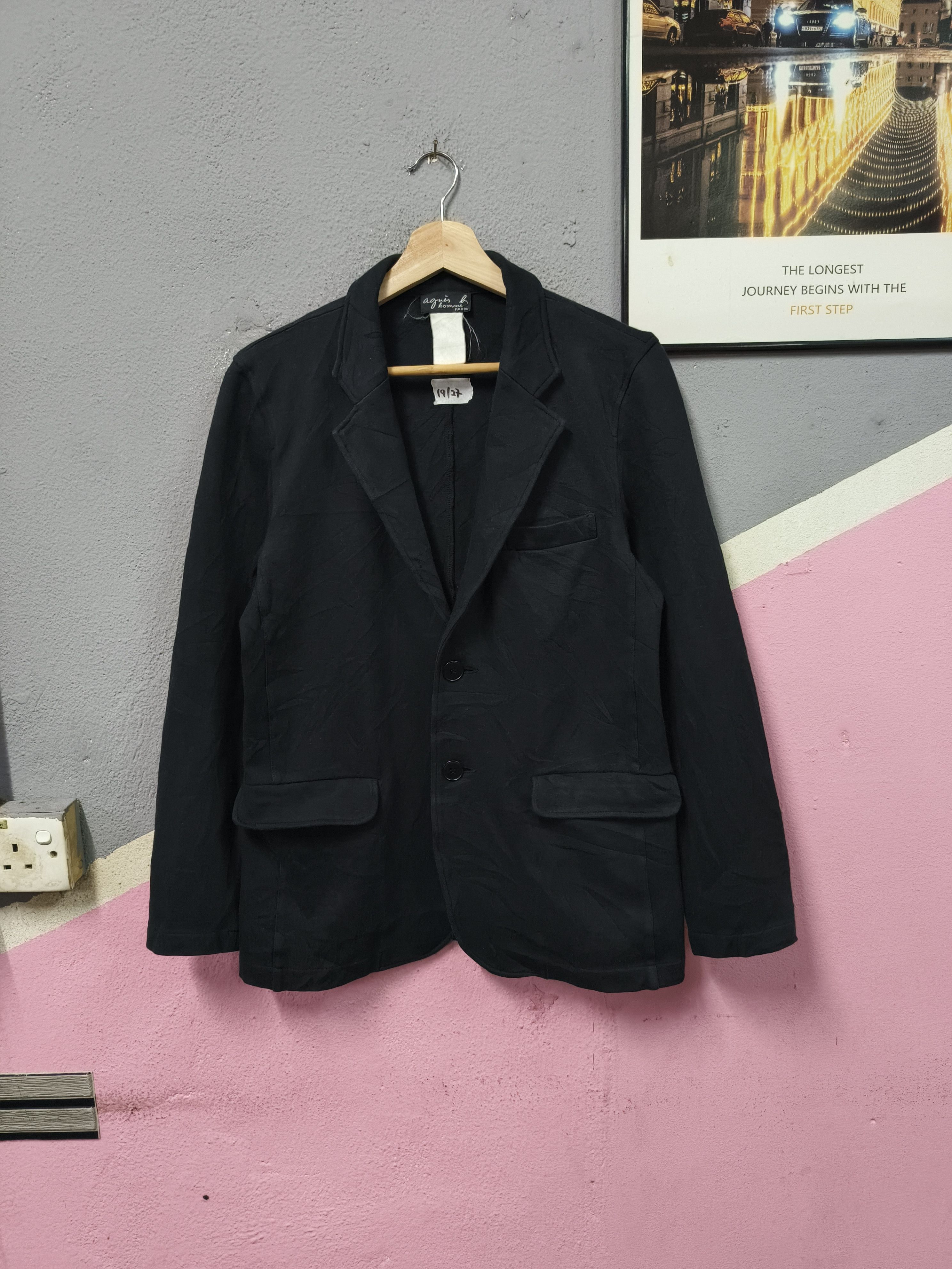 agnes b. VTG AGNES B HOMME PARIS BLACK BLAZER COAT Size S / US 4 / IT 40 - 1 Thumbnail
