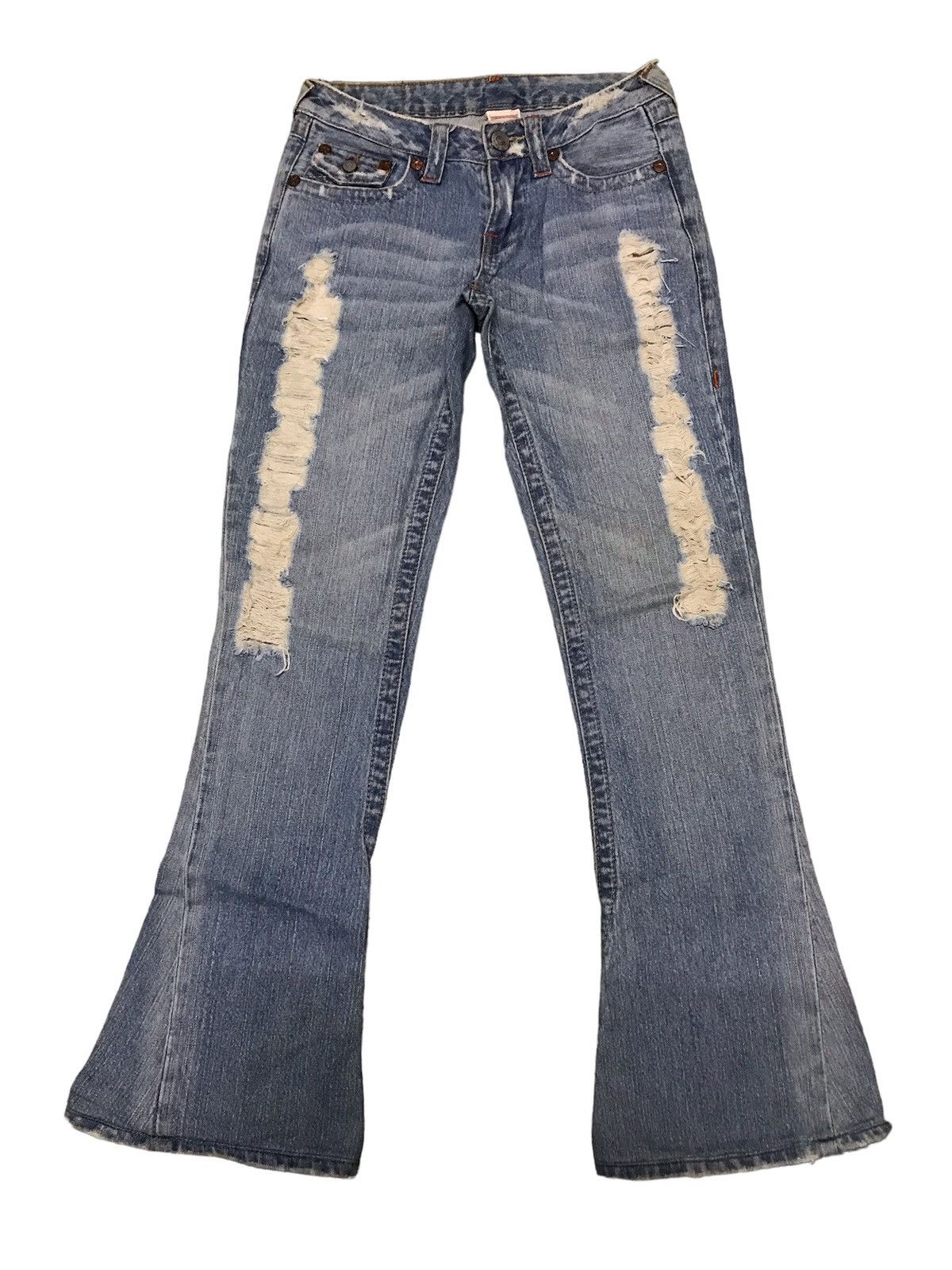 True Religion × Vintage Vintage True Religion #500 Distressed Denim Flared Jeans Size US 28 / EU 44 - 1 Thumbnail