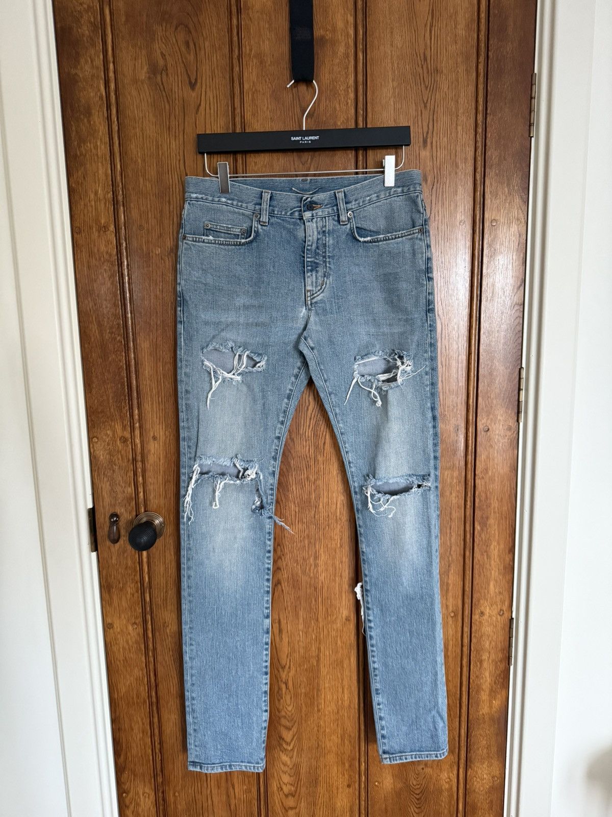 Saint Laurent Paris SS15 Saint Laurent Lenny Kravitz ripped denim jeans Hedi 31 Size US 31 - 2 Thumbnail
