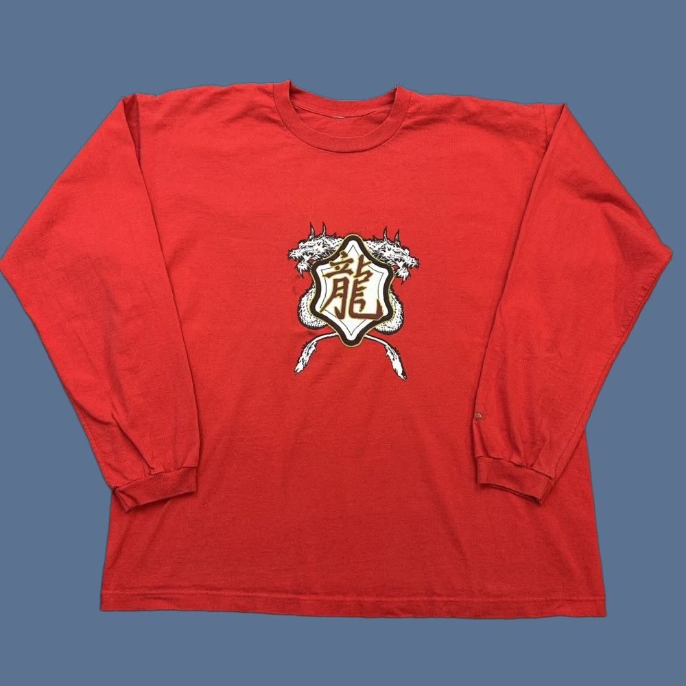 Vintage VINTAGE AZ Jeans Shirt Mens 3XL Red Dragon Kanji Long Sleeve Grunge Y2K Size US XXL / EU 58 / 5 - 1 Thumbnail