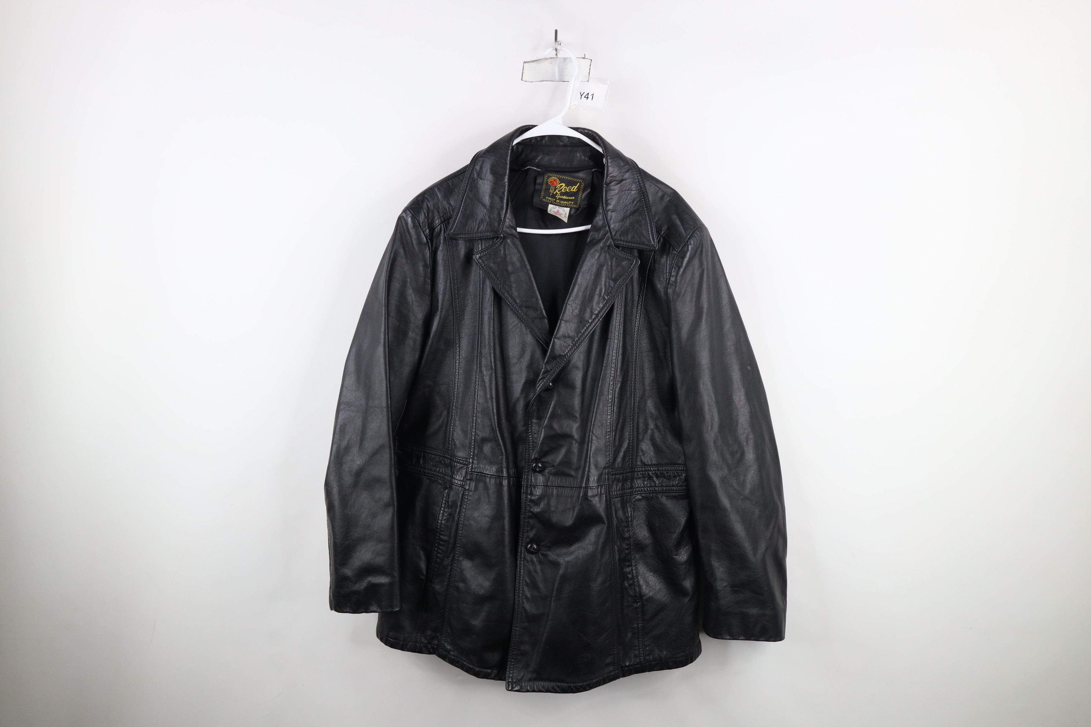Vintage Vintage 70s Streetwear Full Button Leather Jacket Black USA Size US XXL / EU 58 / 5 - 1 Thumbnail
