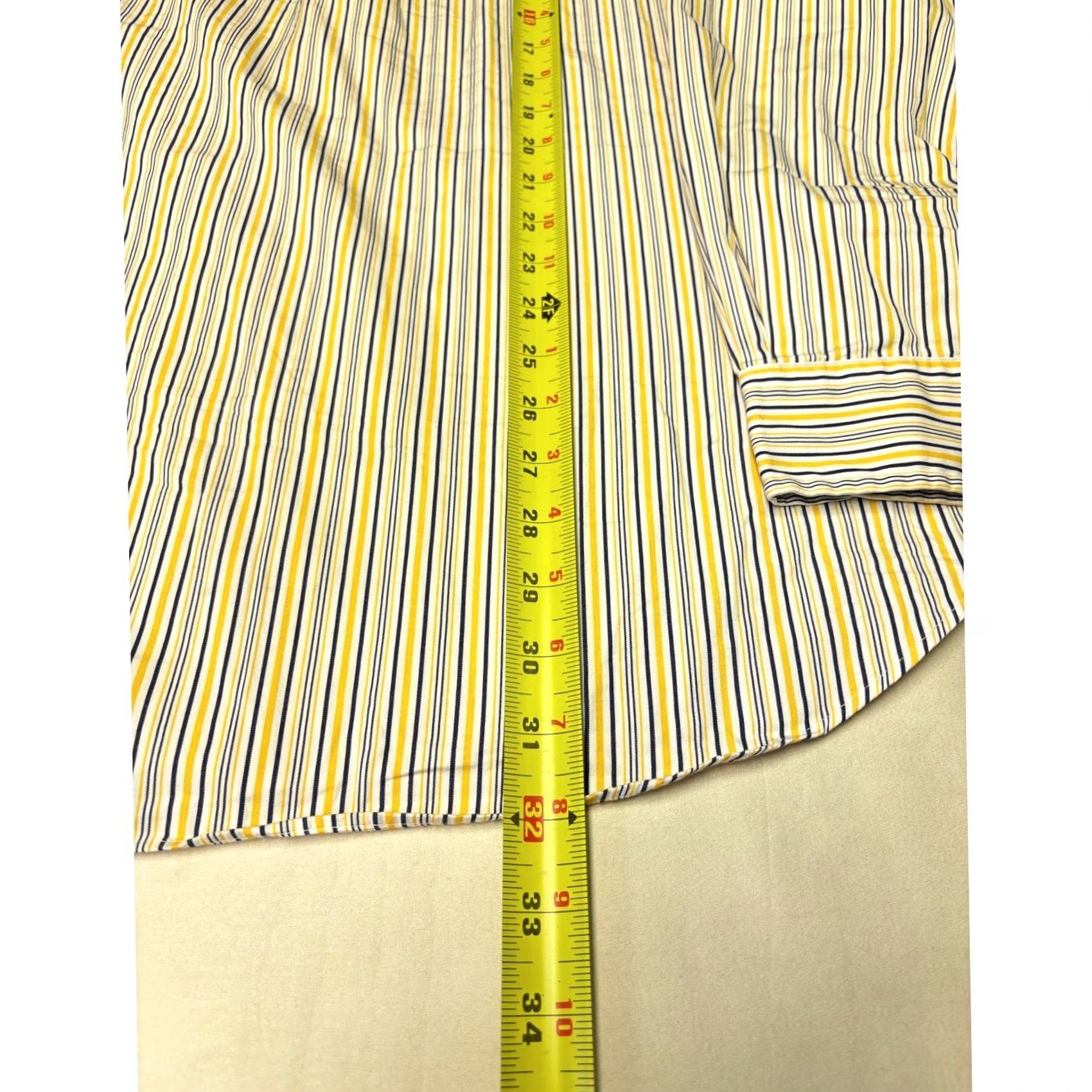 Ralph Lauren Ralph Lauren Classic Fit Mens XL Button-Up Shirt Yellow Navy Blue Striped Cotton Shirt Size US XL / EU 56 / 4 - 7 Thumbnail