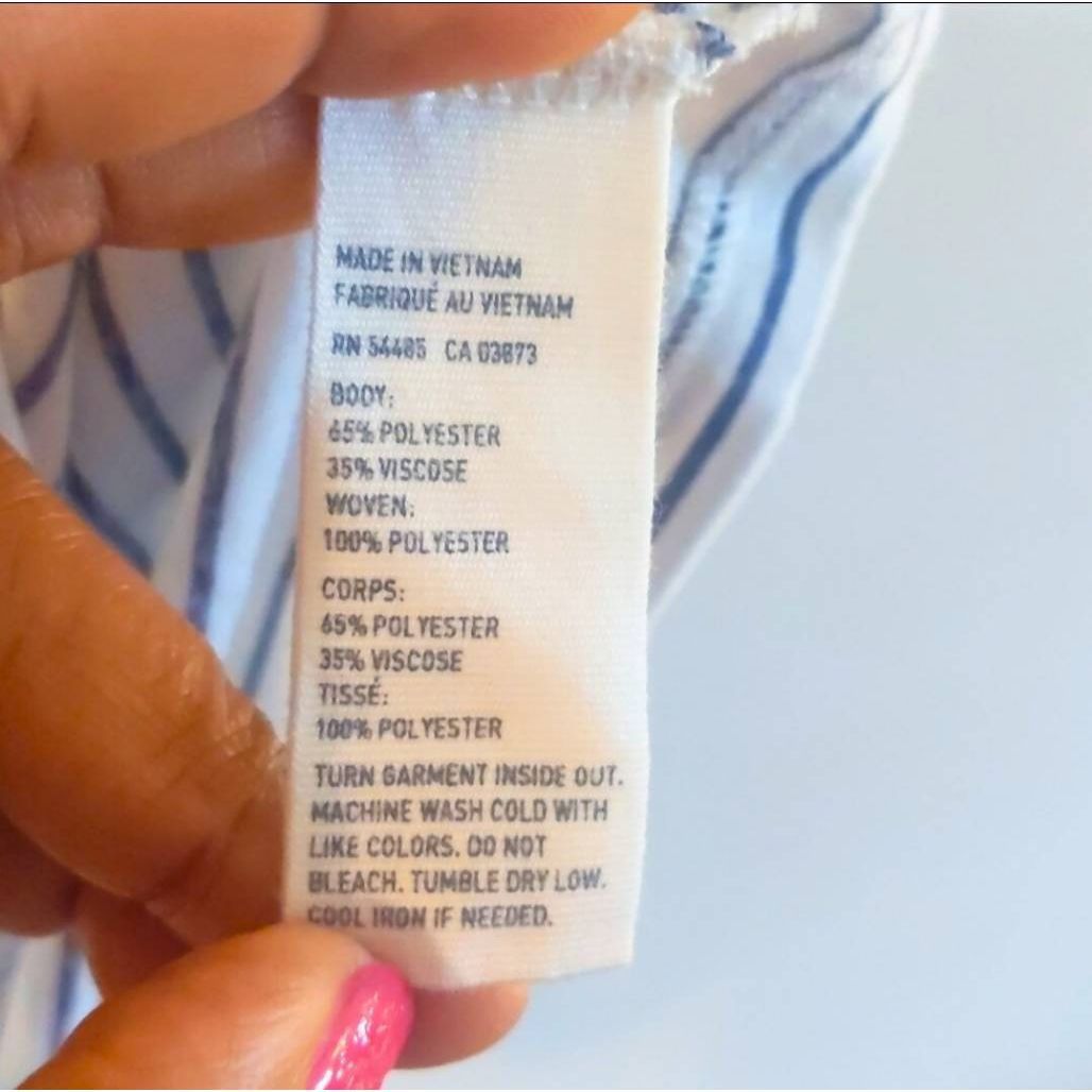 American Eagle Outfitters American Eagle Blue White Striped T-Shirt Size Small Scoop Neck Casual Top Size S / US 4 / IT 40 - 6 Thumbnail