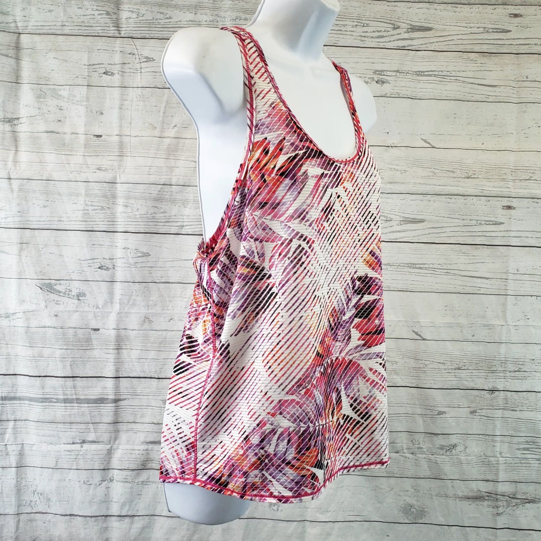Prana Prana Womens Tank Sz S Cosmo Pink Paradise Striped Scoop Neck Activewear Shirt Womens Size ONE SIZE - 3 Thumbnail
