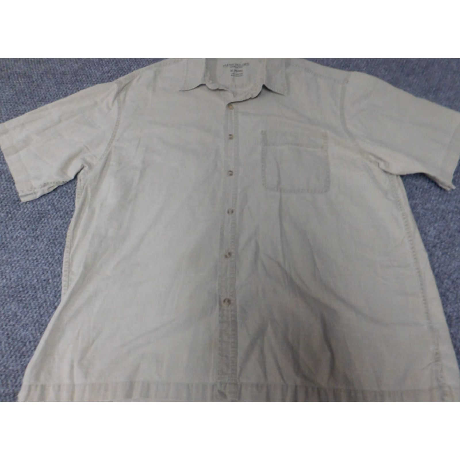 Faded Glory Faded Glory Shirt Small Beige Button-Down Mens Regular Short Sleeve Cotton Denim Surf Button-Up Collared Casual Size US S / EU 44-46 / 1 - 2 Thumbnail