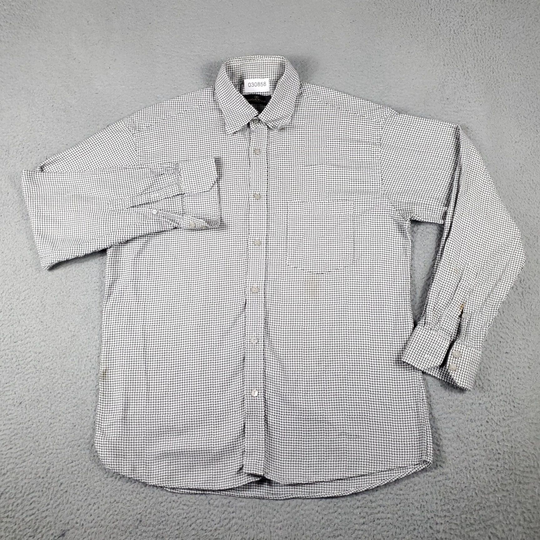 BUGATCHI Bugatchi Uomo Button-Up Shirt Mens Large Gray Check Long Sleeve Size US L / EU 52-54 / 3 - 2 Thumbnail