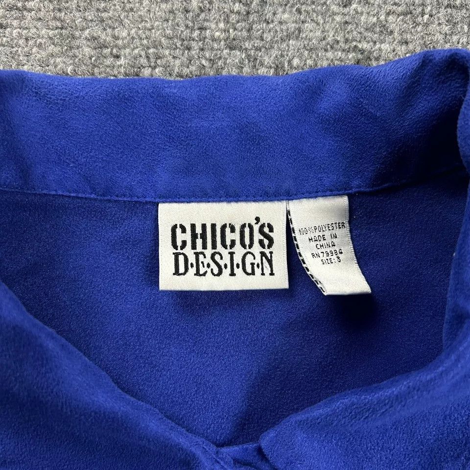 Chicos Chico's Top Womens 3 Blue Button Up 3/4 Sleeve Casual Size ONE SIZE - 3 Thumbnail
