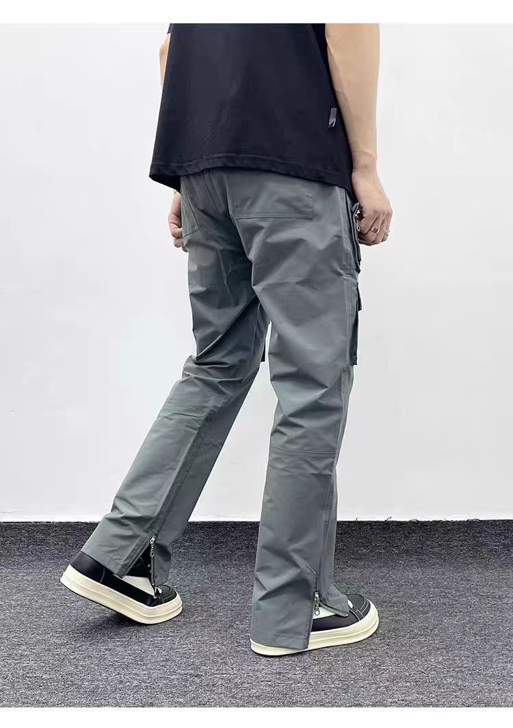 utility zipper flared tactical cargo pants