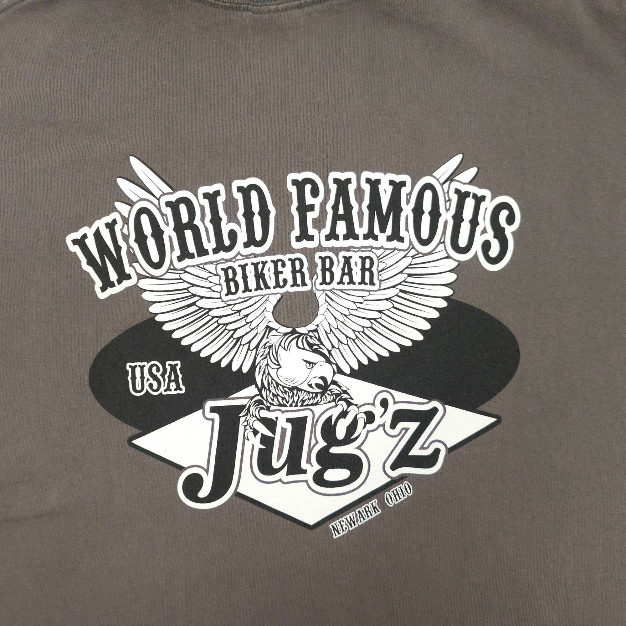 Gildan Jugz World Famous Biker Bar T Shirt Mens XL READ Graphic Size US XL / EU 56 / 4 - 10 Thumbnail