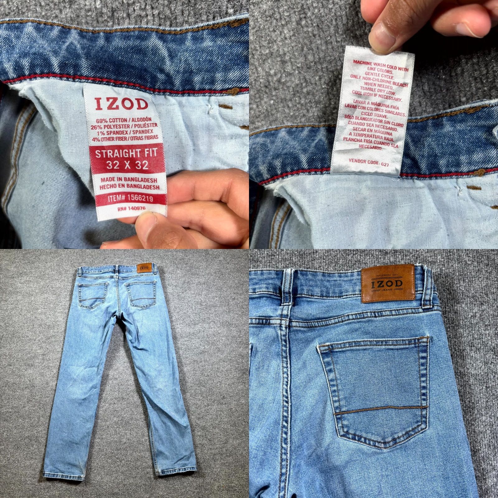 Izod IZOD Straight Jeans Men's 32x32 Blue Denim Faded Workwear Stretch Travel Shirt Size US 32 / EU 48 - 8 Thumbnail
