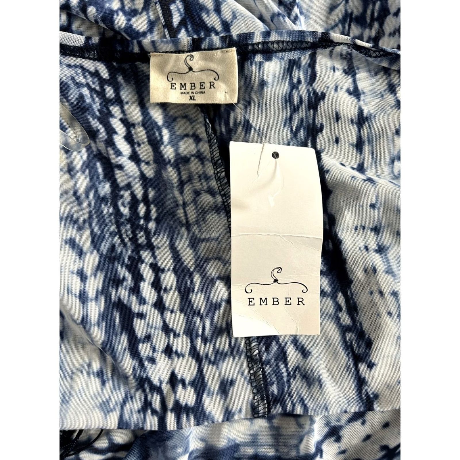 Vintage Ember Womens Tie-Dye Open Front Cardigan Kimono Fringe Hem XL Blue White New Size XL / US 12-14 / IT 48-50 - 4 Thumbnail