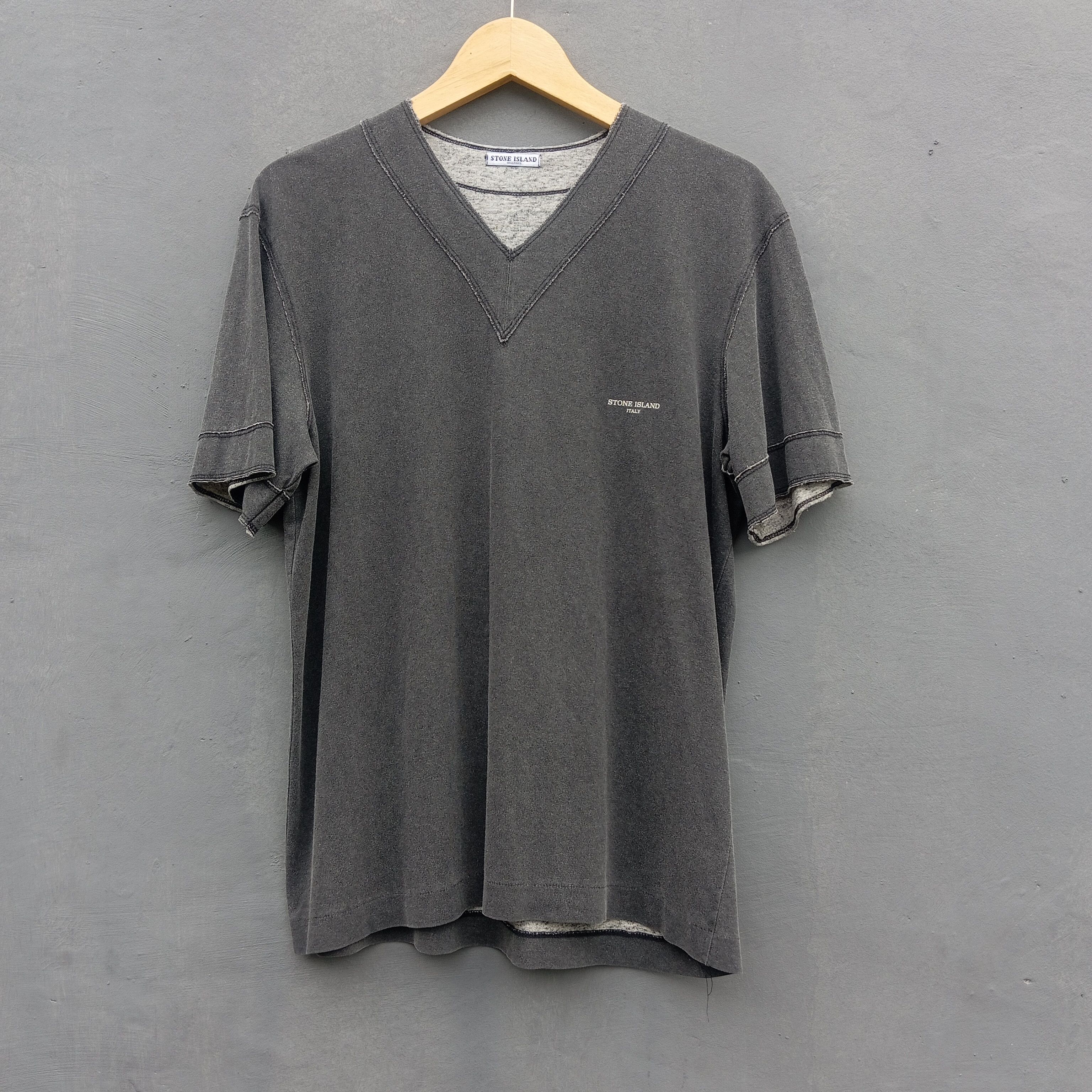 Stone Island Vintage Stone Island v-neck washed t shirt Size US M / EU 48-50 / 2 - 1 Thumbnail
