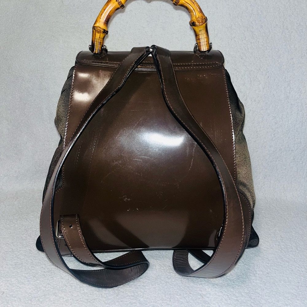 Gucci Gucci 2 Way Bamboo Chocolate Nylon/Patent Leather Backpack Size ONE SIZE - 3 Thumbnail