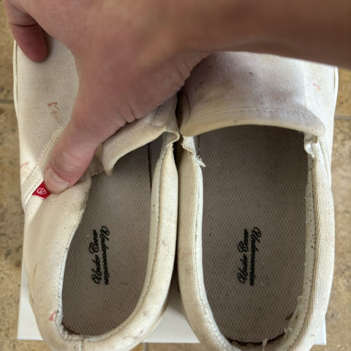 Undercover 2000s middle finger pattern canvas slip on sneakers Japan Size US 7.5 / IT 37.5 - 4 Thumbnail