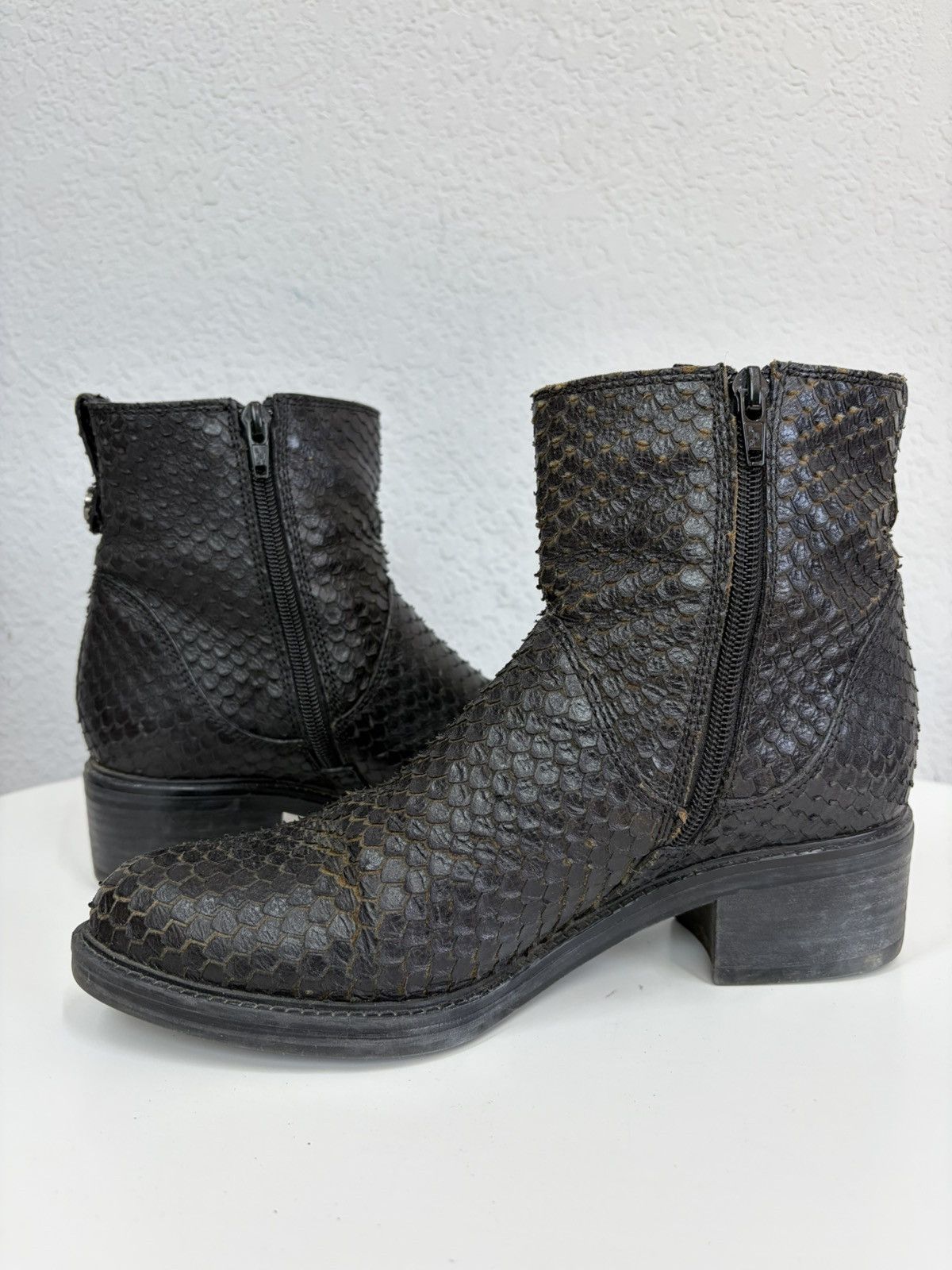 If Six Was Nine Vintage CCP Artisanal Python Skin Boots Rare Exotic Leather Size US 8 / IT 38 - 4 Thumbnail