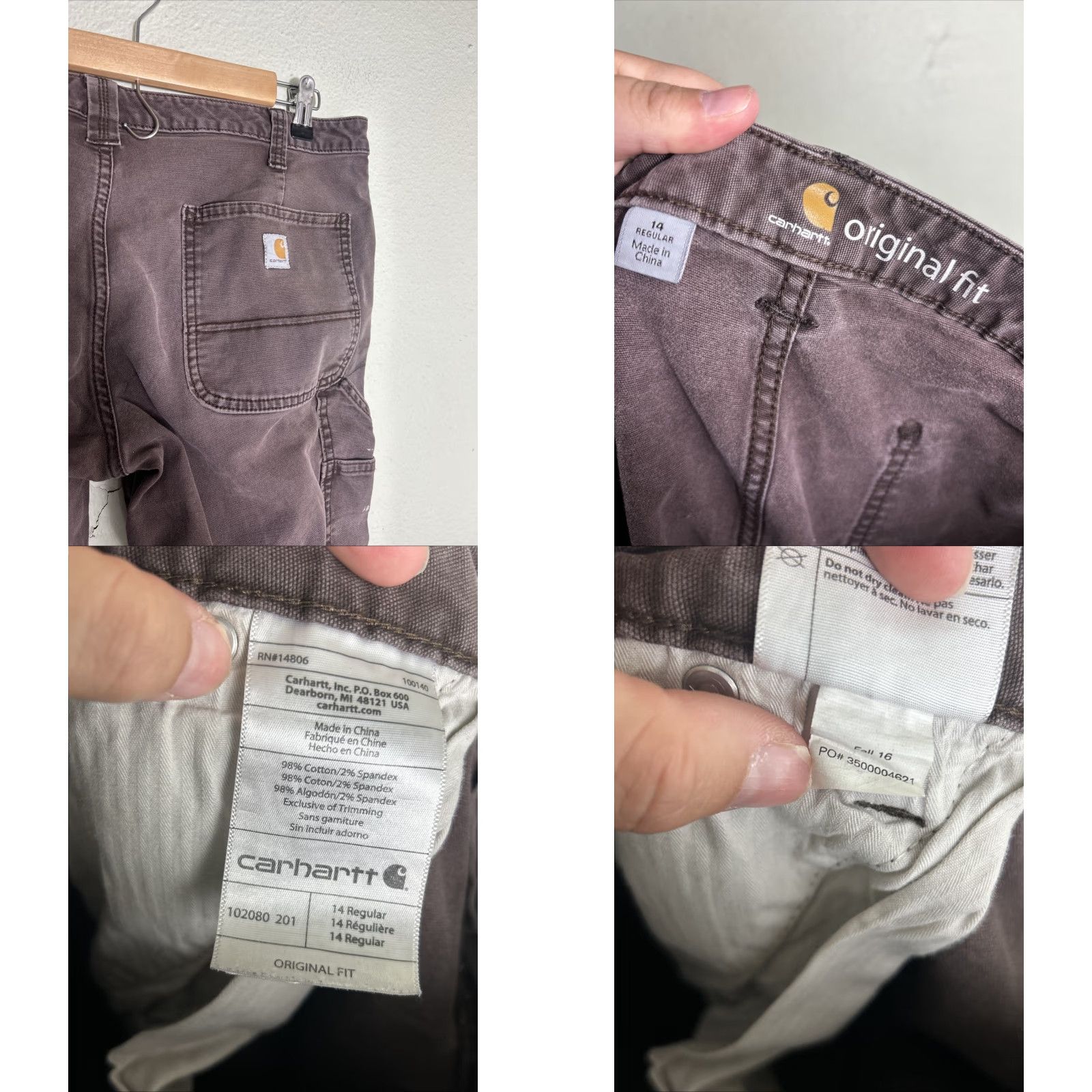Carhartt Carhartt Original Fit Carpenter Utility Pants Womens 14 Brown 34x32 Paint Stains Size 36" / US 14 / IT 50 - 9 Thumbnail