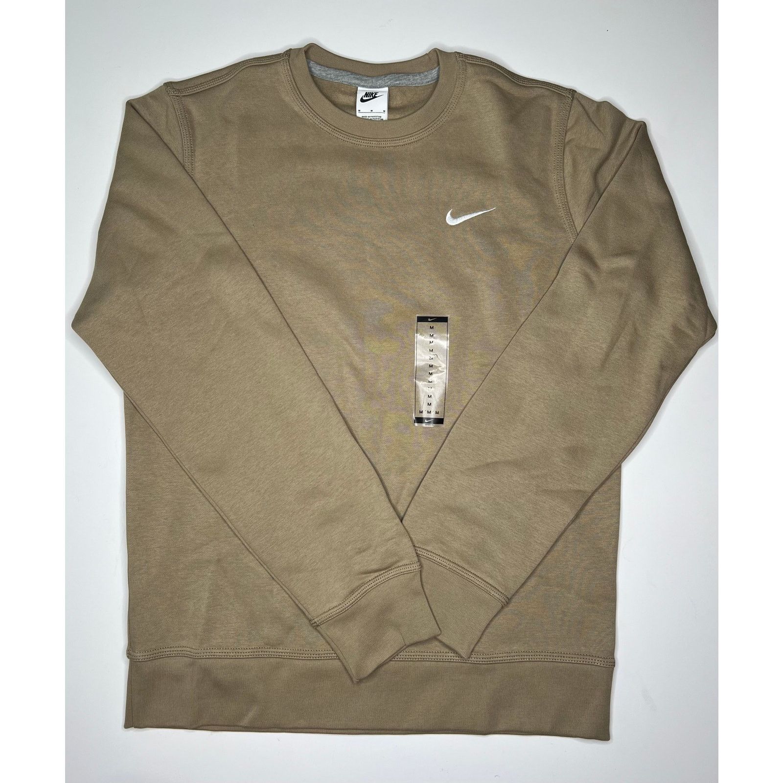 Nike Nike Fleece Crew-Neck Sweatshirt Khaki/White Size US M / EU 48-50 / 2 - 1 Thumbnail