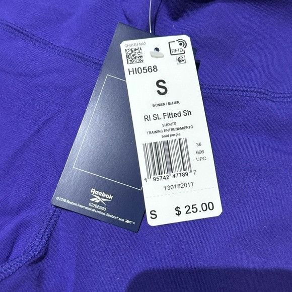 Reebok NWT REEBOK FITTED TRAINING SHORTS BOLD PURPLE SZ SMALL S Size 24" / US 00 / IT 34 - 5 Thumbnail