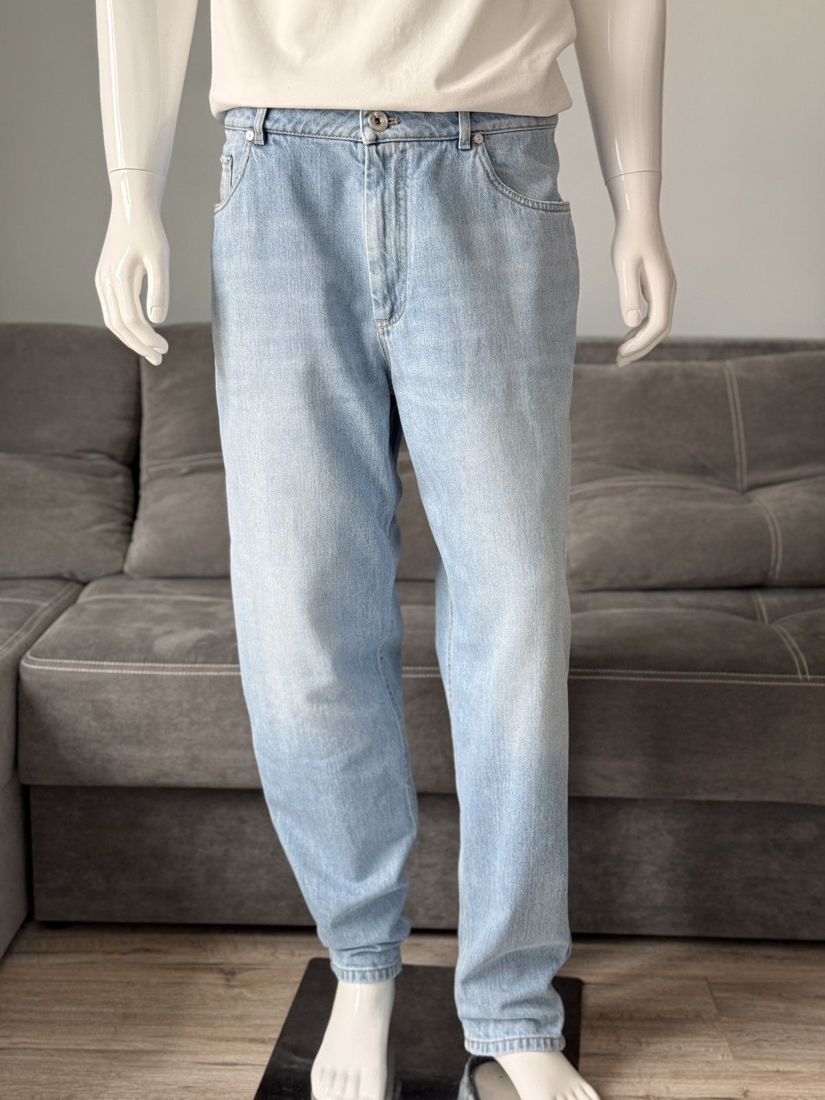Brunello Cucinelli Brunello Cucinelli Light Wash Easy Fit Jeans Blue Cotton Size US 34 / EU 50 - 3 Thumbnail