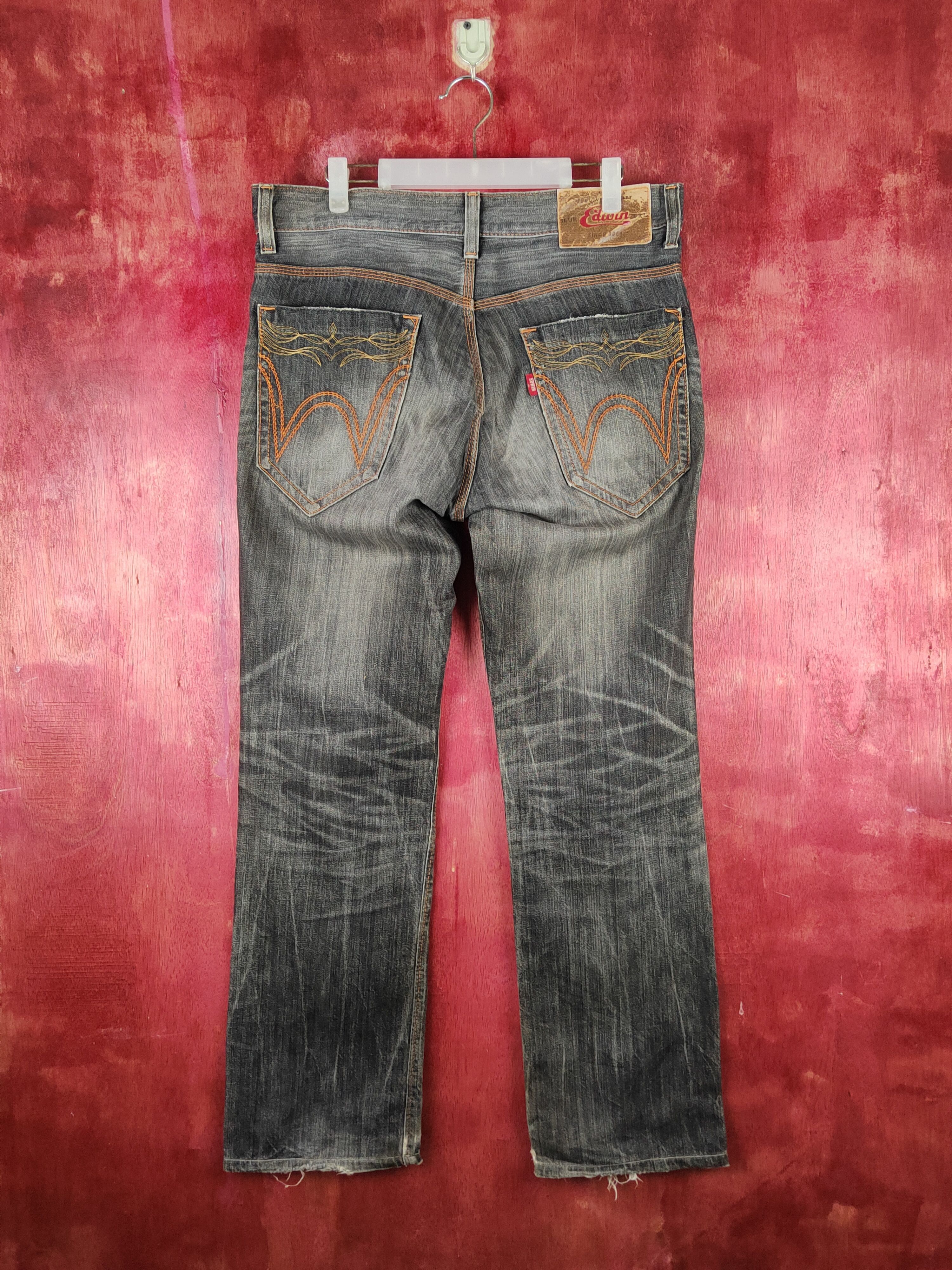 Edwin Edwin Black Faded Distressed Ripped Jeans #S1630 Size US 33 - 8 Thumbnail