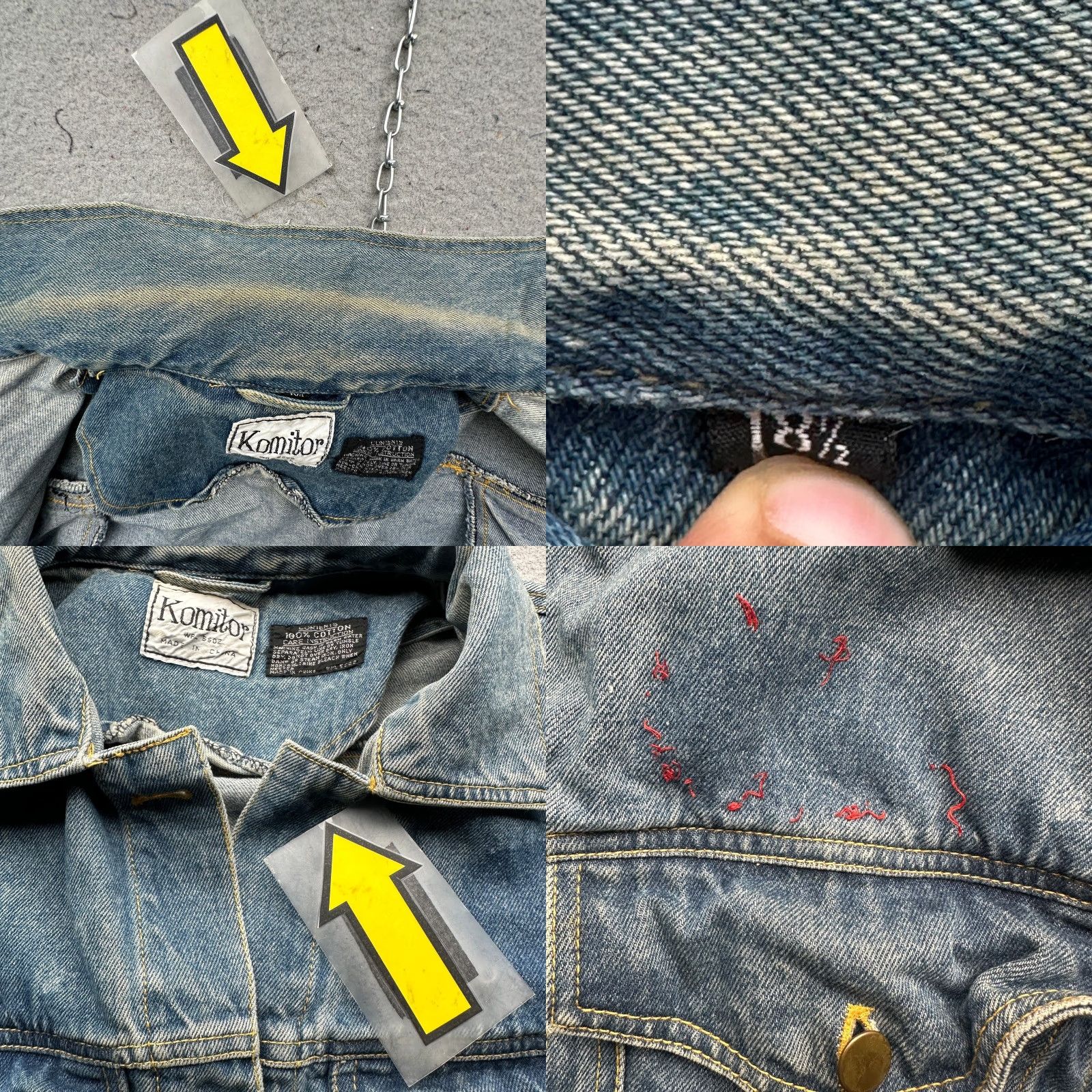 DAKS VINTAGE Komitor Denim Trucker Jacket Womens XL 90s Patchwork Patches Denim Jacket Casual Women XL Blue Size XL / US 12-14 / IT 48-50 - 8 Thumbnail