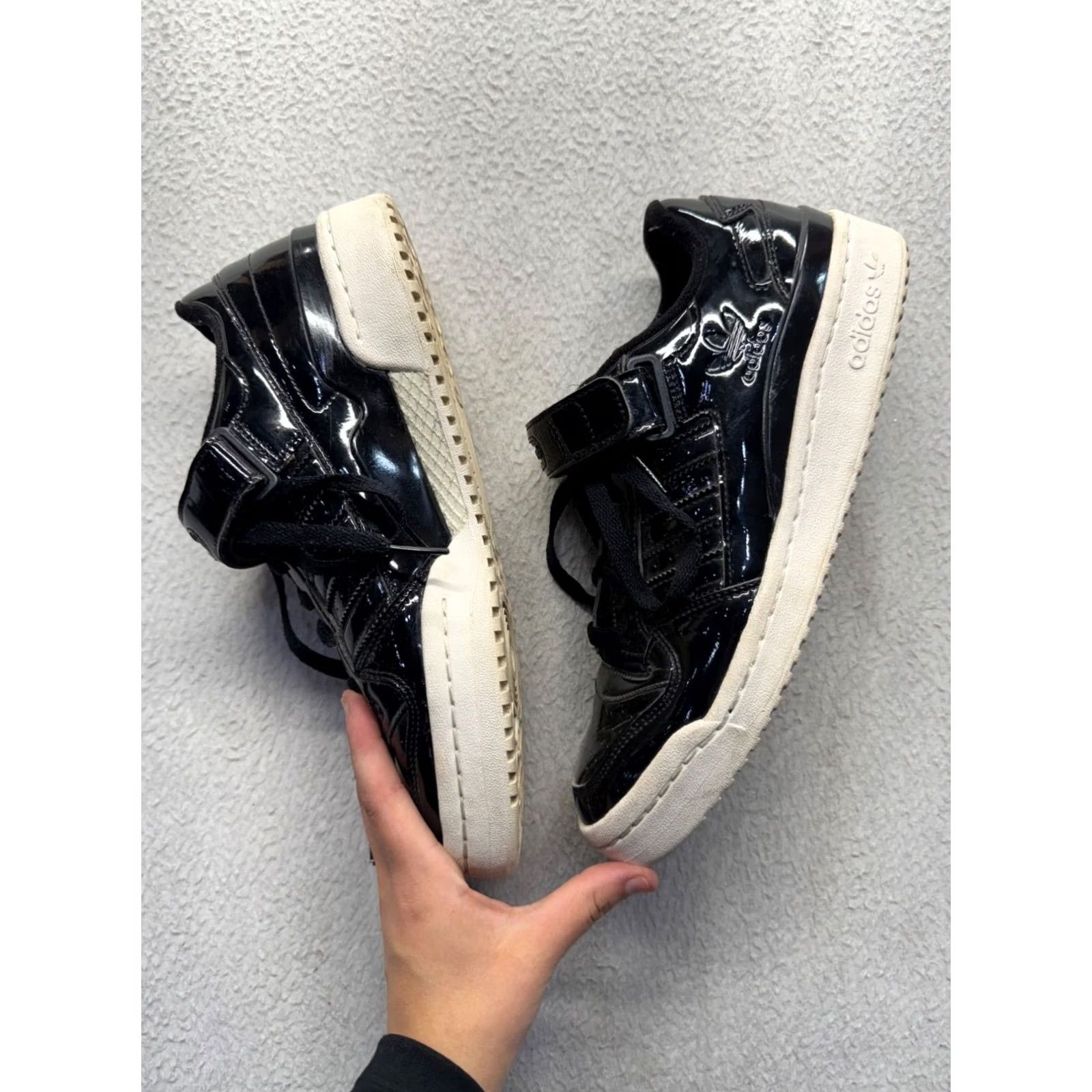 Adidas Adidas Forum Low Black Patent Leather Sneakers - Size 7.5 #145B Size US 8 / EU 41 - 6 Thumbnail