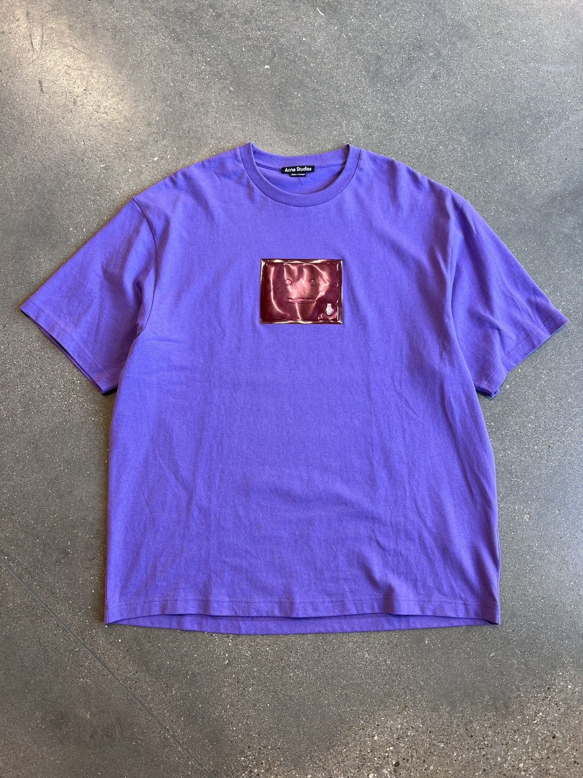 image of Acne Studios Blow Up Face Tee Purple, Men's (Size XL)