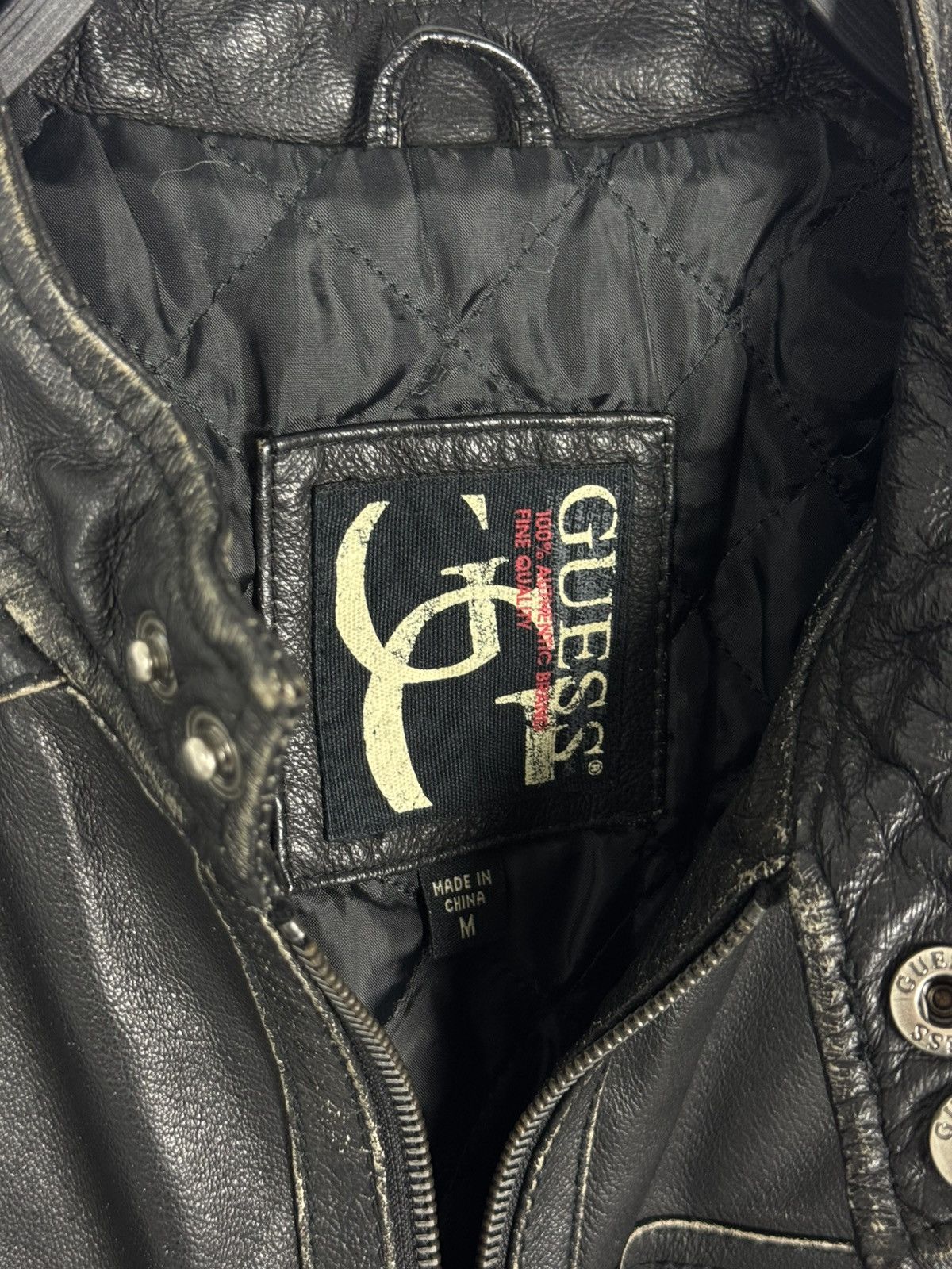 Guess Y2K Distressed Guess Bike Leather Jacket Size US M / EU 48-50 / 2 - 7 Thumbnail
