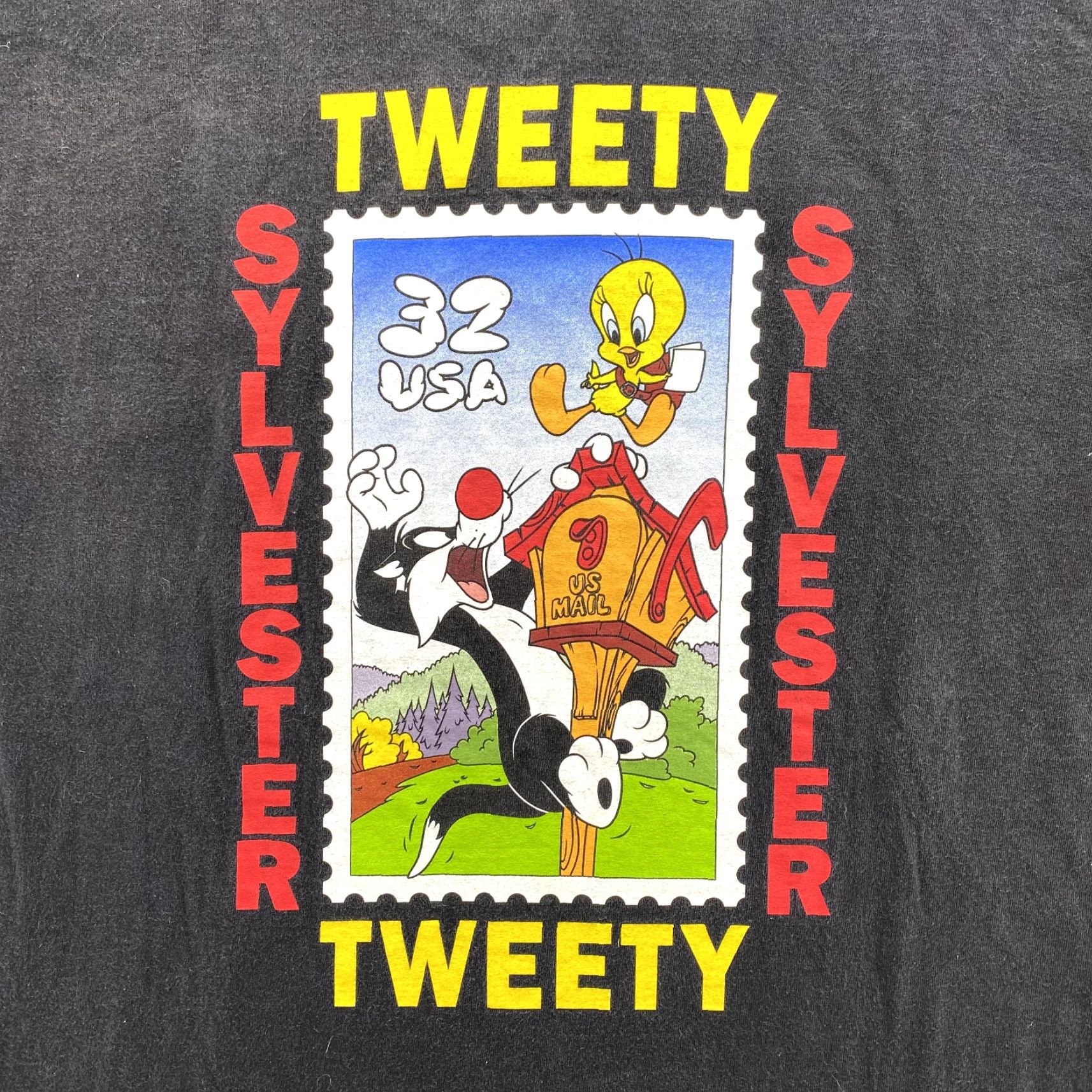 Vintage VINTAGE Looney Tunes T-Shirt XL Single Stitch '97 Tweety Stamp Y2k Streetwear Mens XL Black Graphic Print Tee Size US XL / EU 56 / 4 - 2 Thumbnail