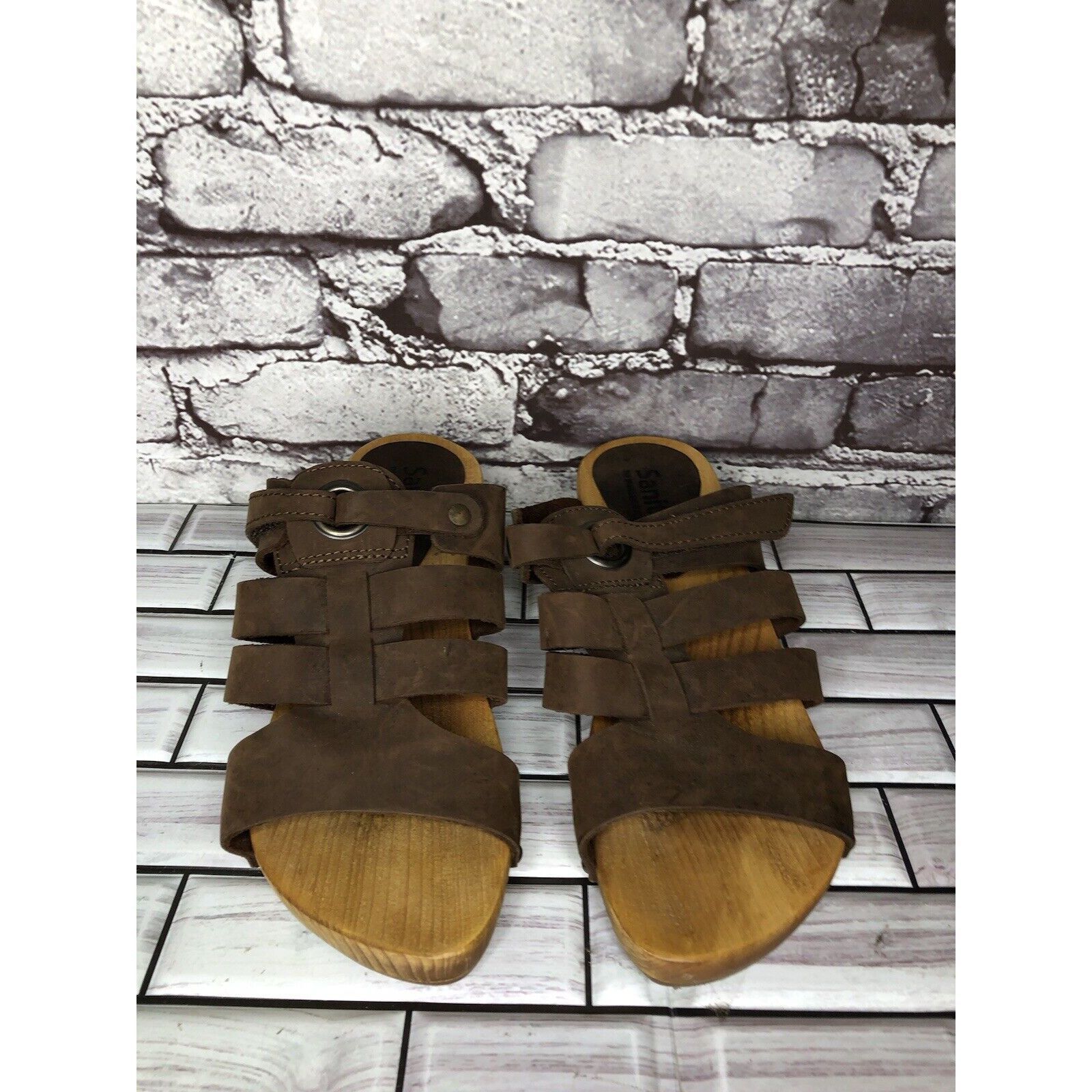 Other Sanita Brown Suede Leather Slide Clogs Wooden Heel Sandals W Size US 9.5 / IT 39.5 - 16 Thumbnail