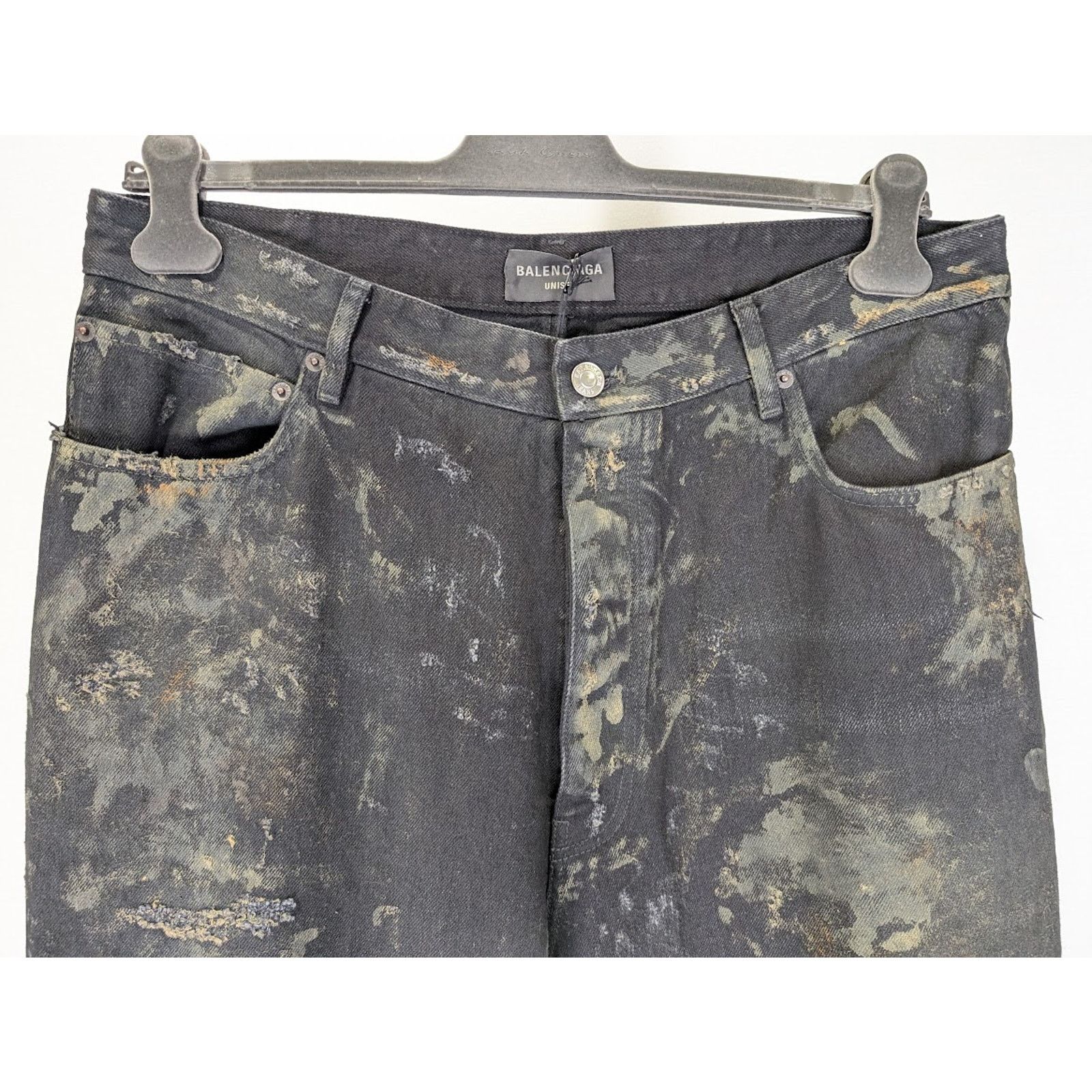Balenciaga o1rshd1 Unisex Super Destroyed Baggy Pants 13 in Flat Black Size US 32 / EU 48 - 8 Thumbnail