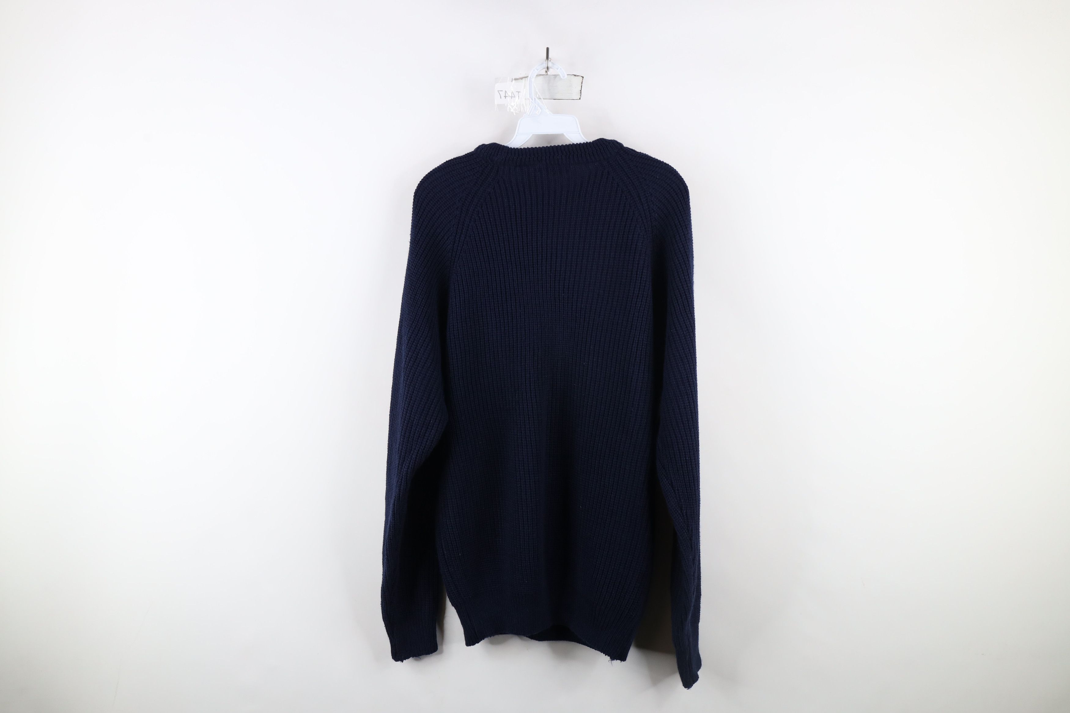 Vintage Vintage 90s Streetwear Ribbed Knit Crewneck Sweater Blue Size US L / EU 52-54 / 3 - 6 Thumbnail