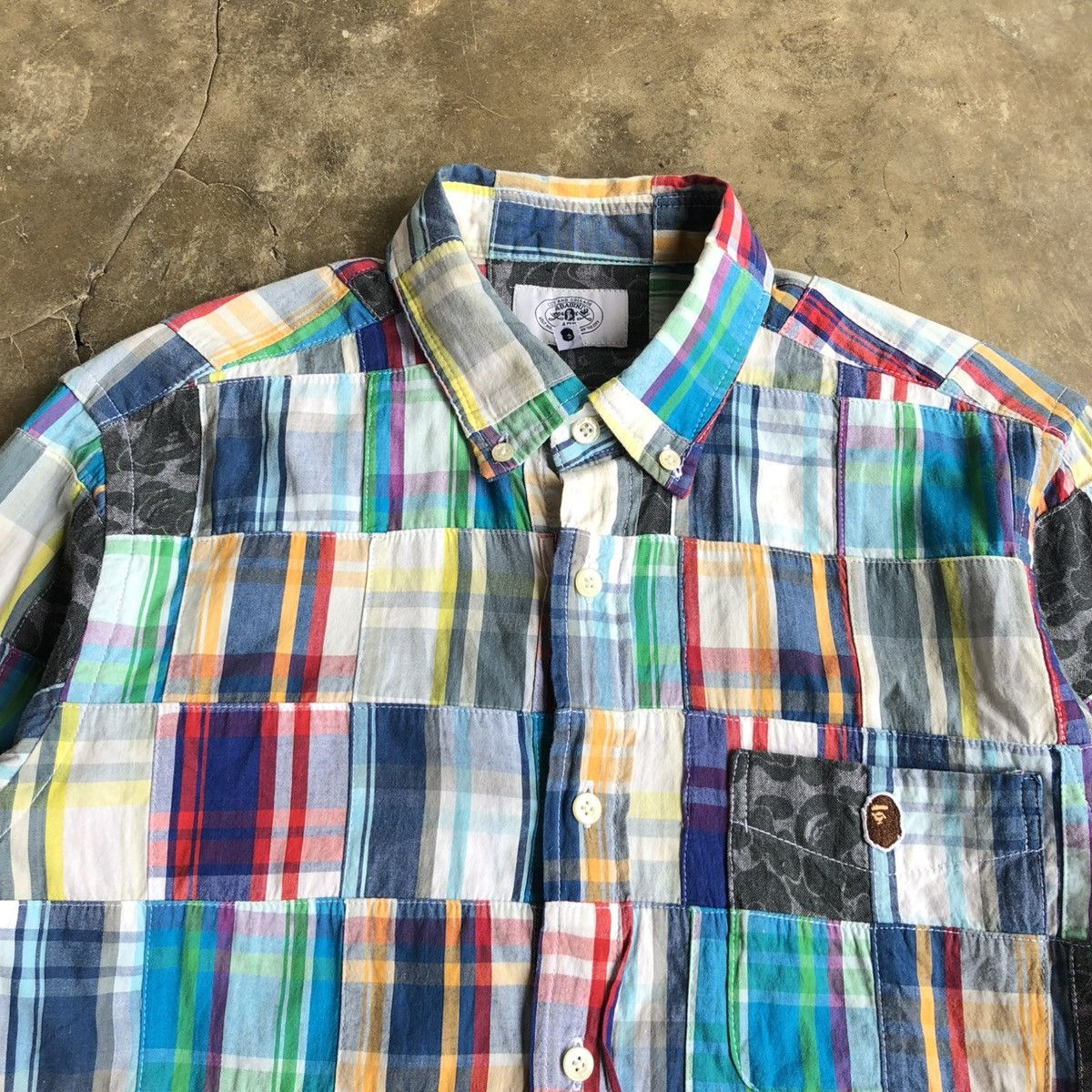 Bape OG Bape A Bathing Ape Camo Patchwork Long Slevee Shirt Size US S / EU 44-46 / 1 - 8 Thumbnail